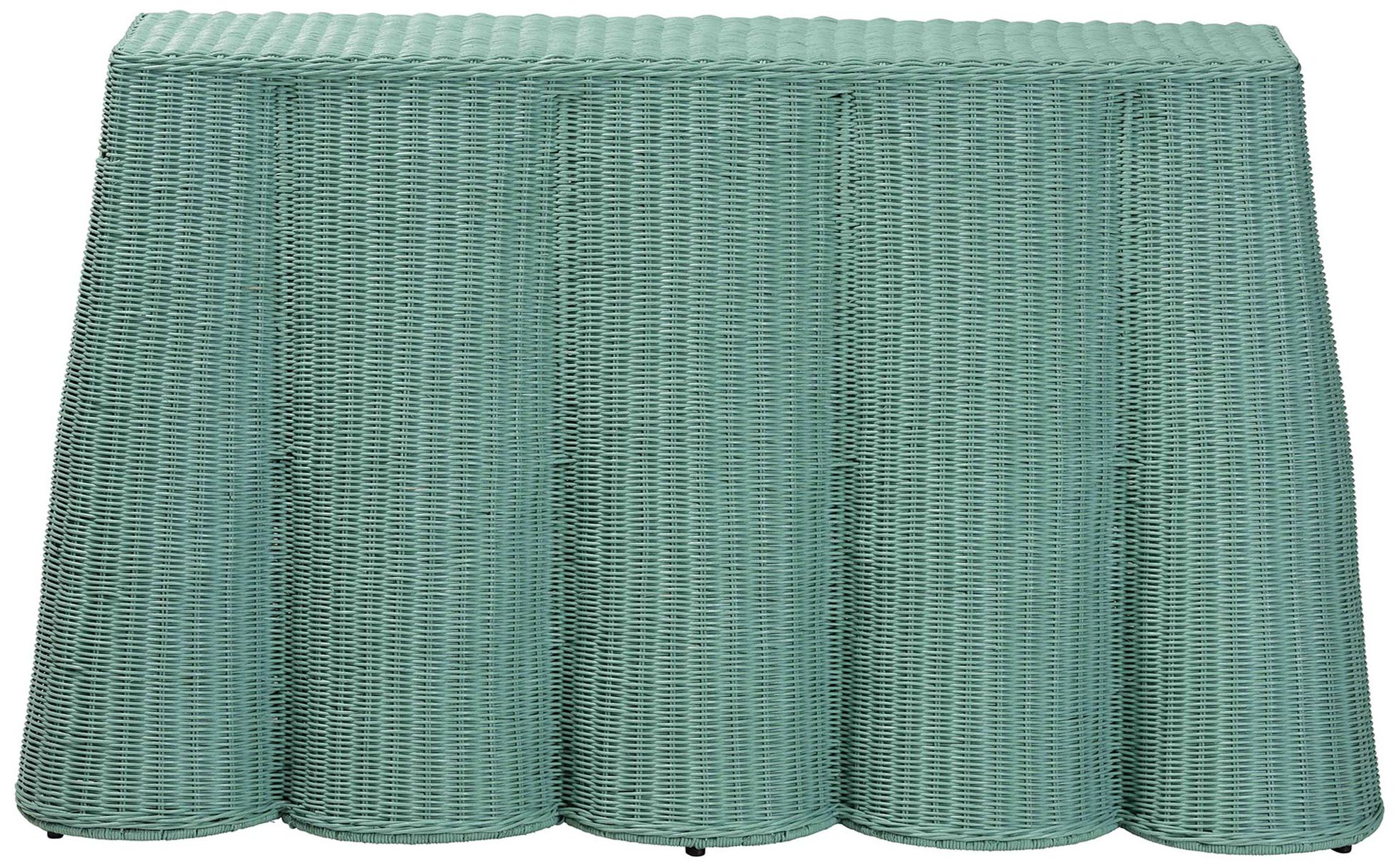 Image 3 bali & pari Palm Bohemian Seafoam Green Scallop Rattan Console Table more views
