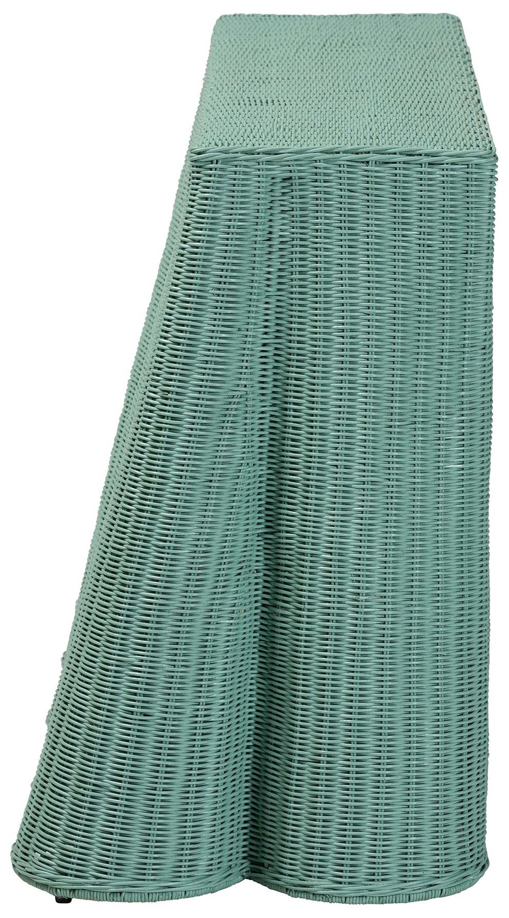 Image 4 bali & pari Palm Bohemian Seafoam Green Scallop Rattan Console Table more views