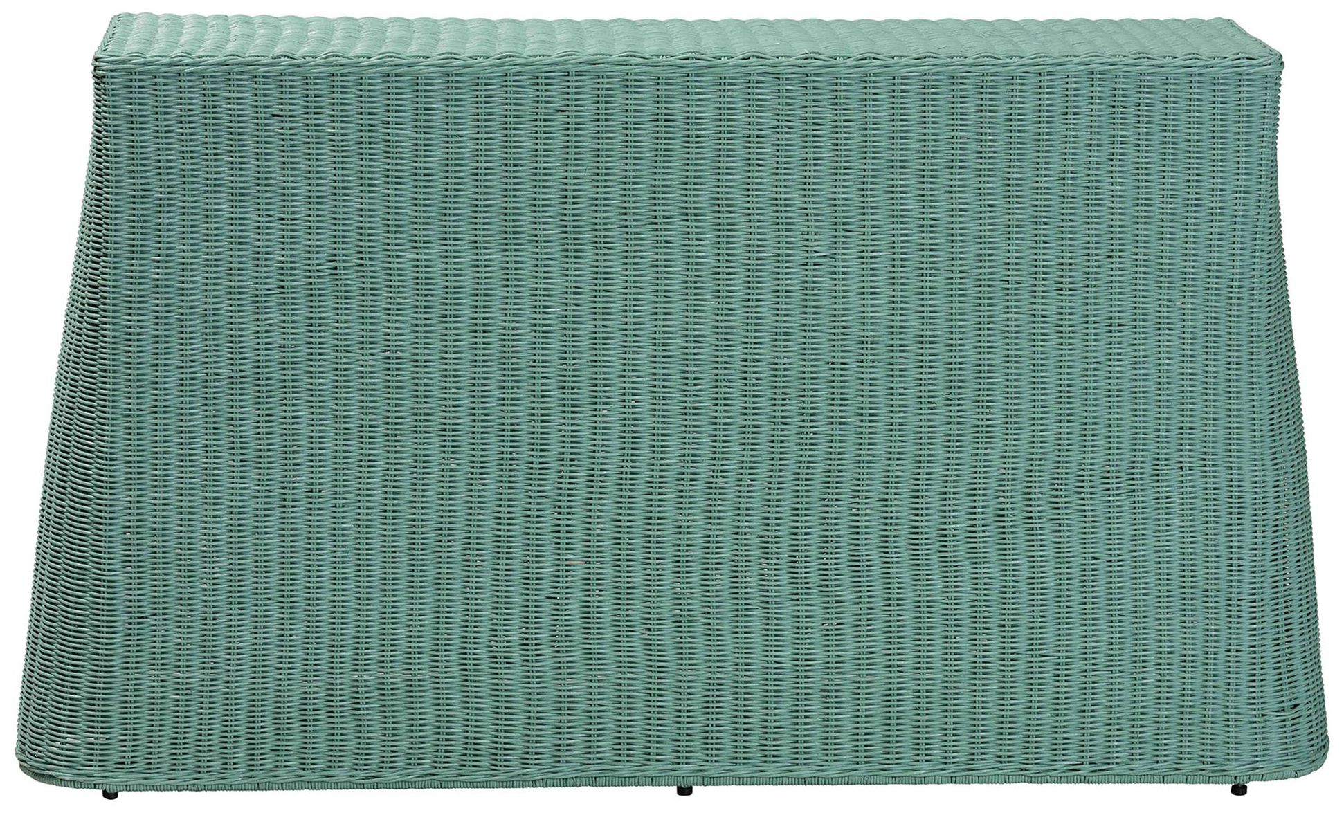 Image 5 bali & pari Palm Bohemian Seafoam Green Scallop Rattan Console Table more views