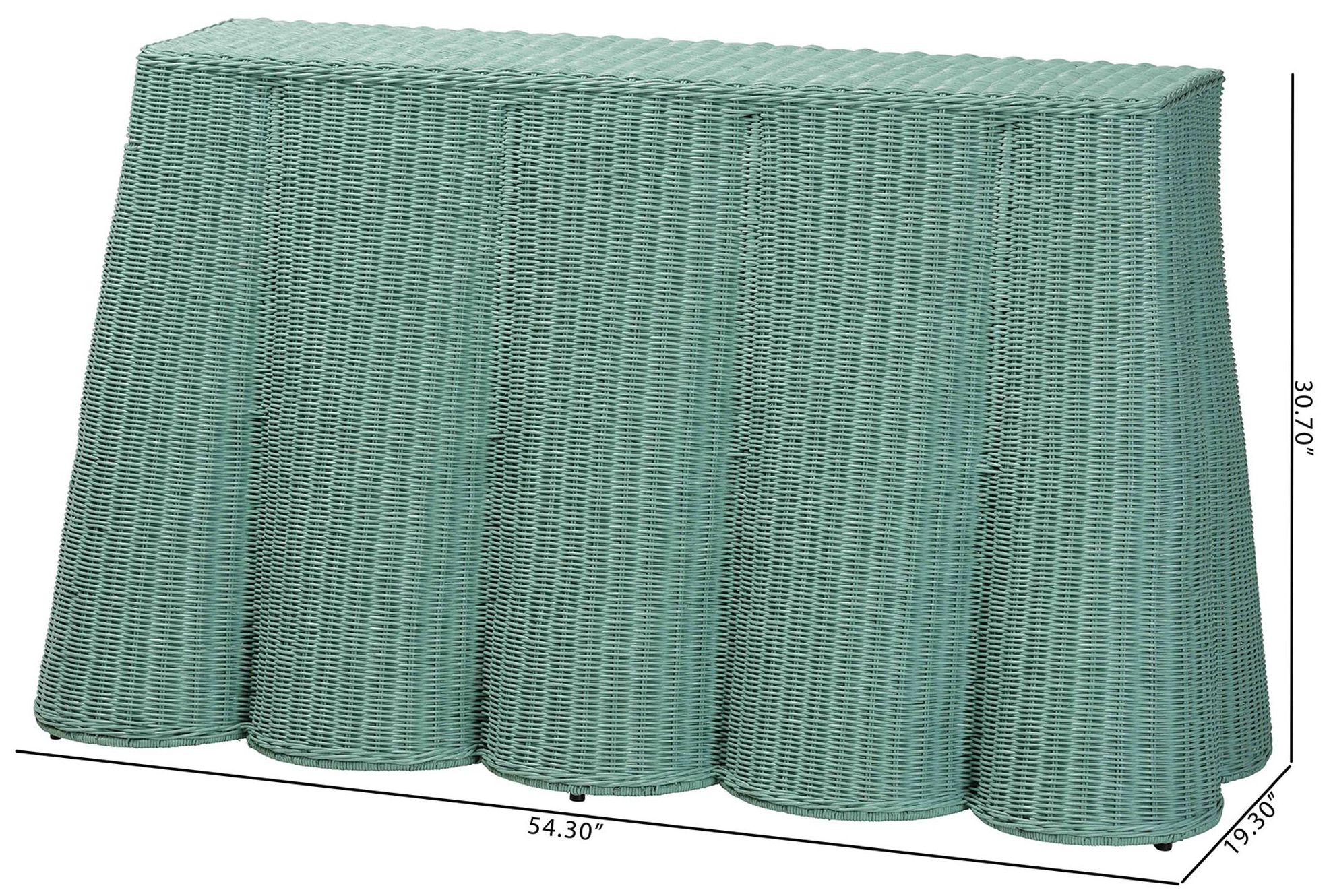 bali & pari Palm Bohemian Seafoam Green Scallop Rattan Console Table