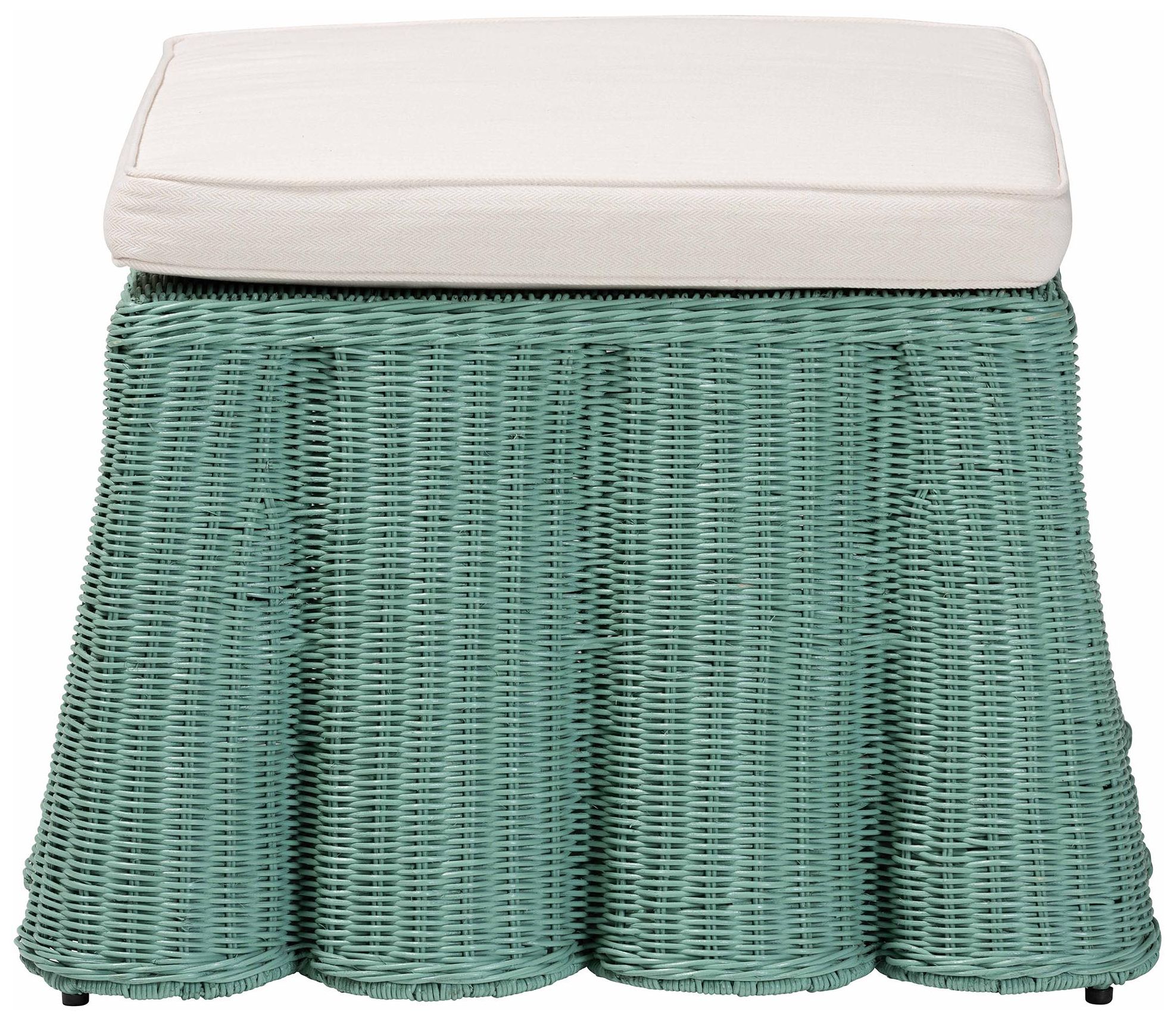 Image 3 bali & pari Palm Bohemian Seafoam Green Scallop Rattan Ottoman more views