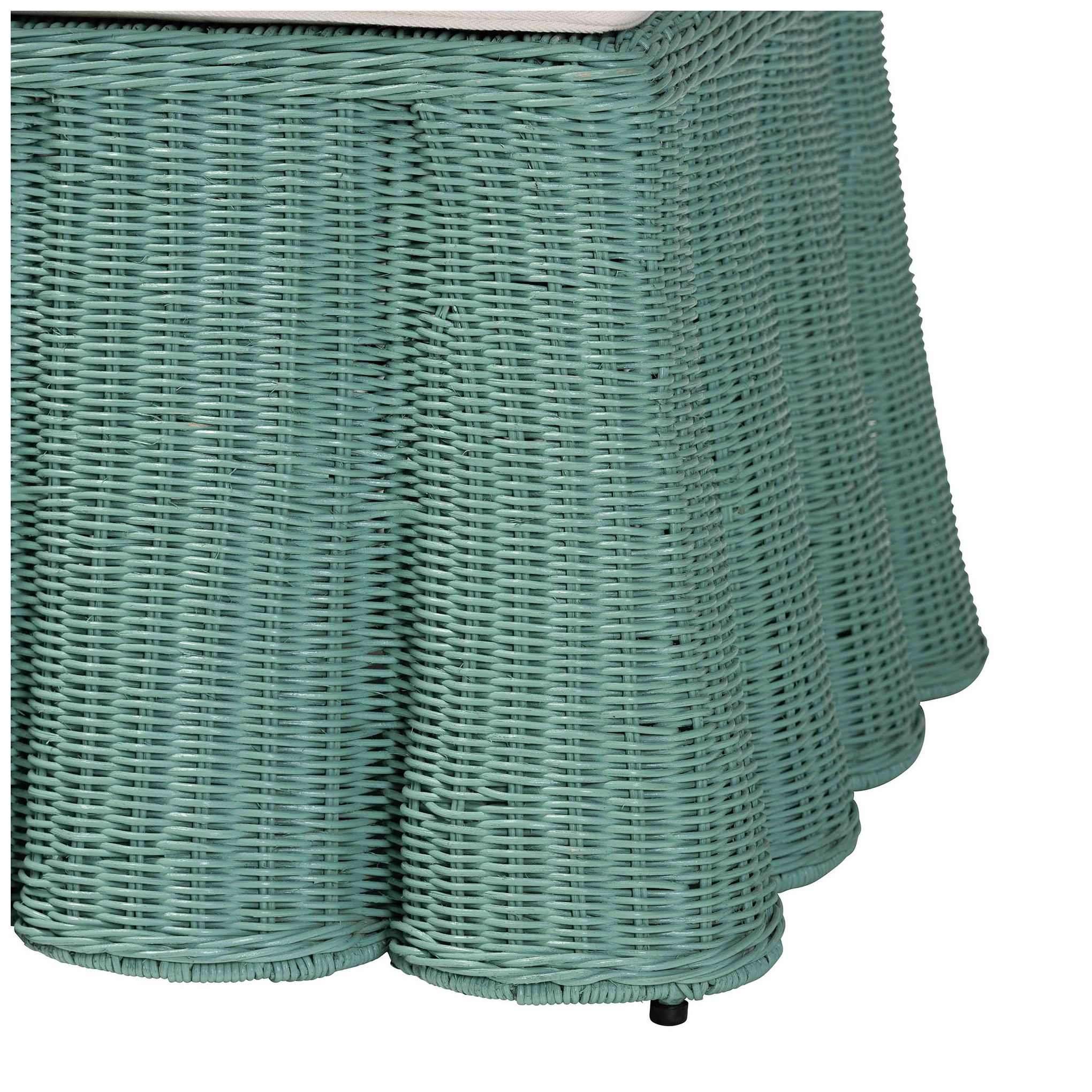 Image 4 bali & pari Palm Bohemian Seafoam Green Scallop Rattan Ottoman more views