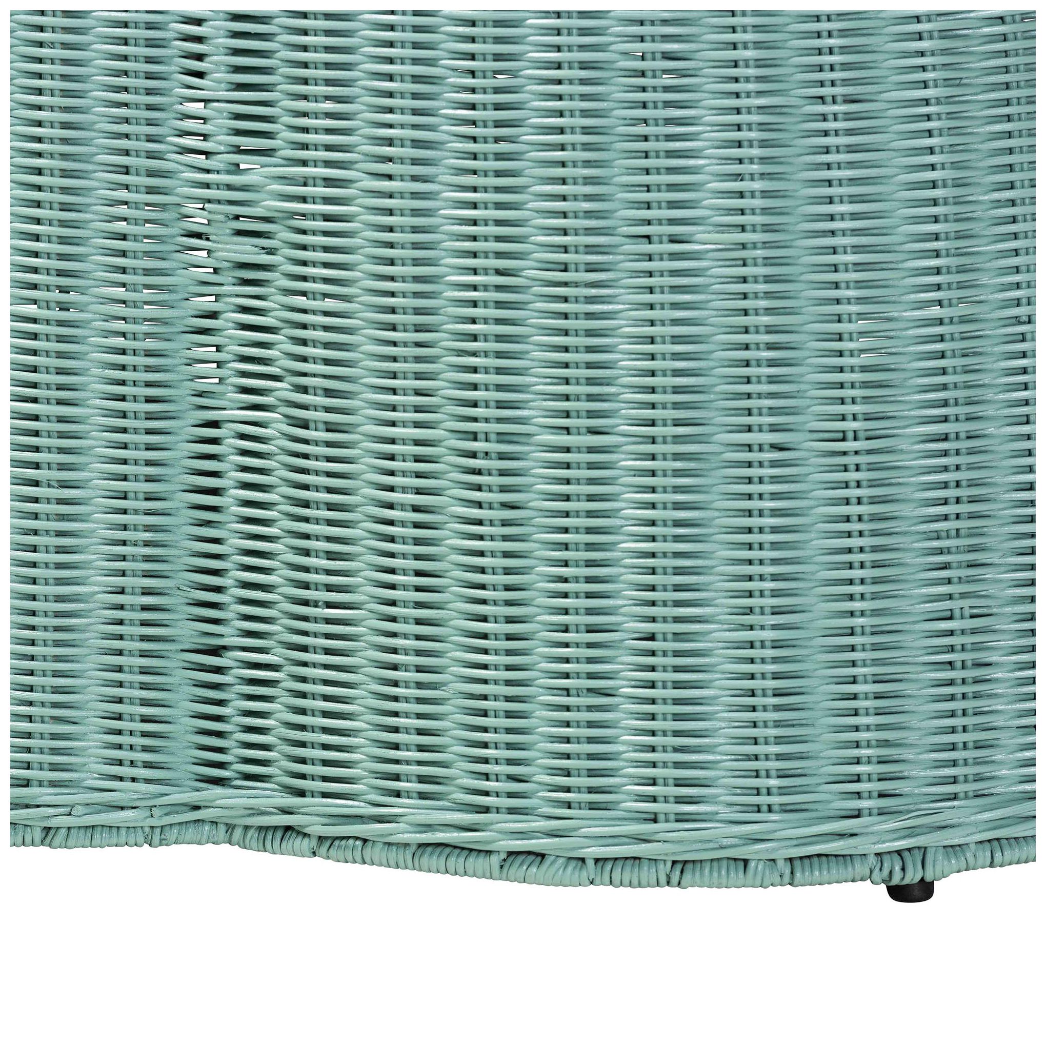 Image 3 bali & pari Palm Bohemian Seafoam Green Scalloped Rattan Coffee Table more views