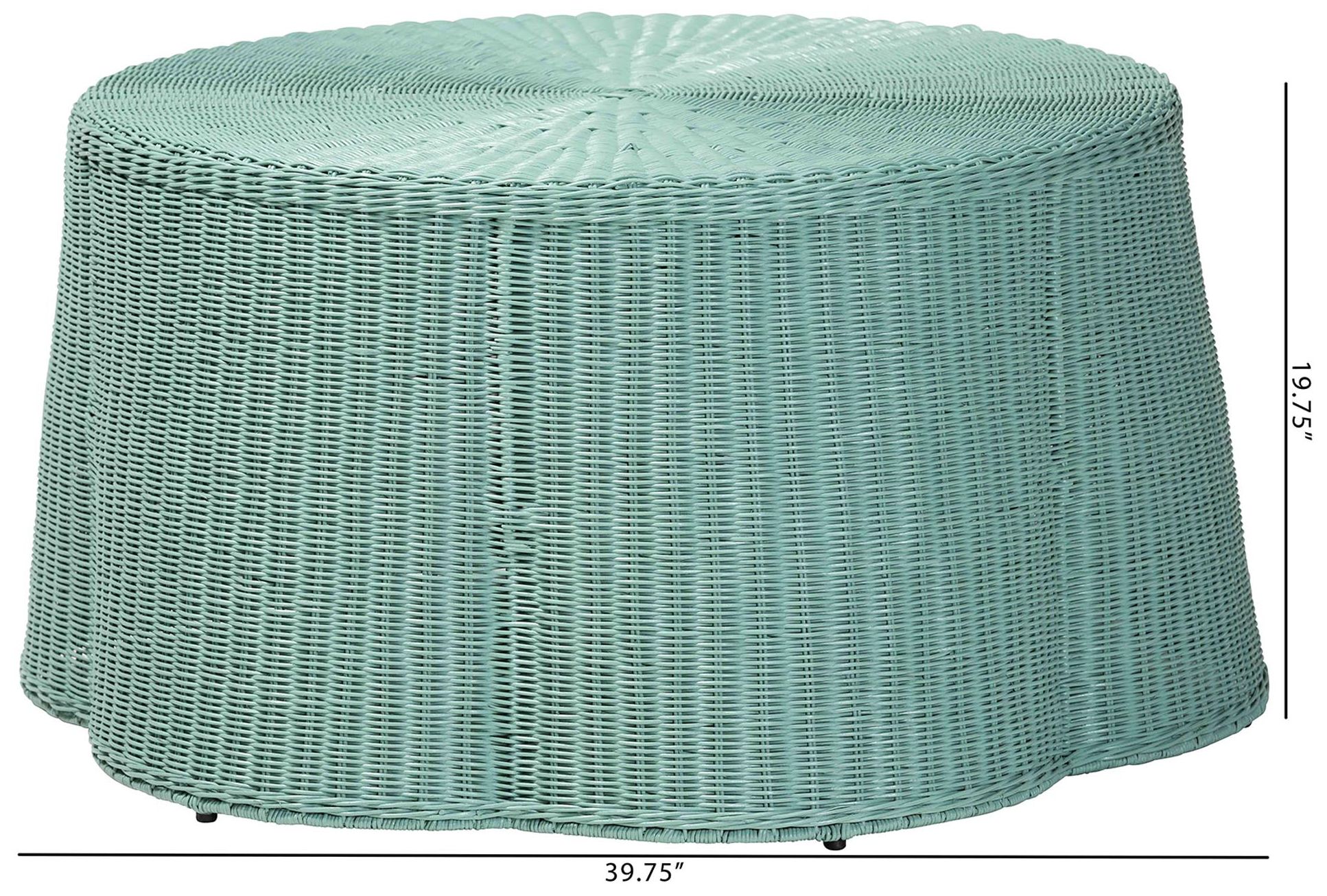 Image 7 bali & pari Palm Bohemian Seafoam Green Scalloped Rattan Coffee Table more views