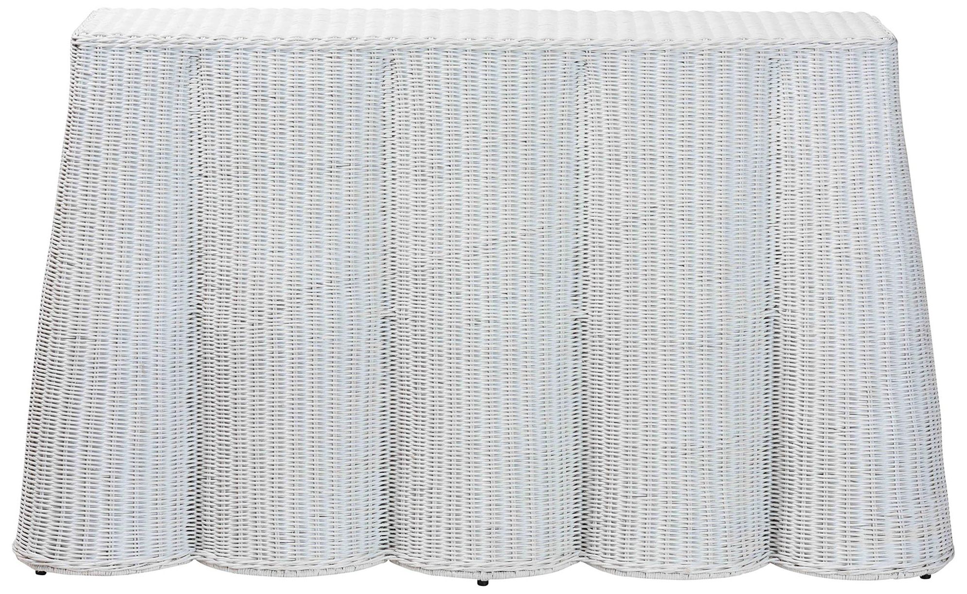 Thumbnail3 of bali & pari Palm Bohemian White Scallop Rattan Console Table more views