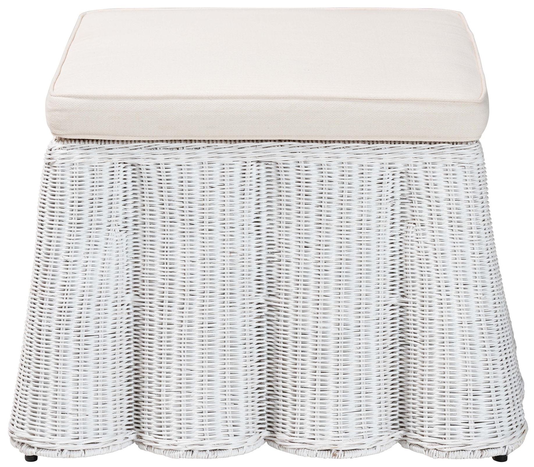 Image 3 bali & pari Palm Bohemian White Scallop Rattan Ottoman more views