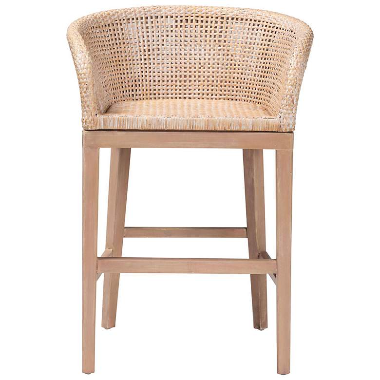 Image 4 bali & pari Papua White Washed Rattan and Mahogany Wood Counter Stool more views