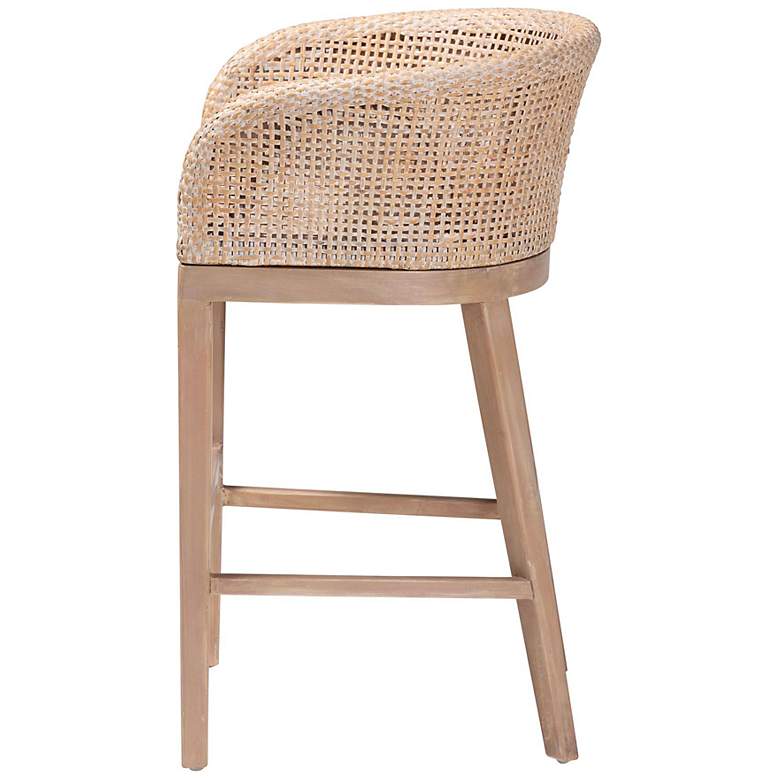 Image 5 bali & pari Papua White Washed Rattan and Mahogany Wood Counter Stool more views