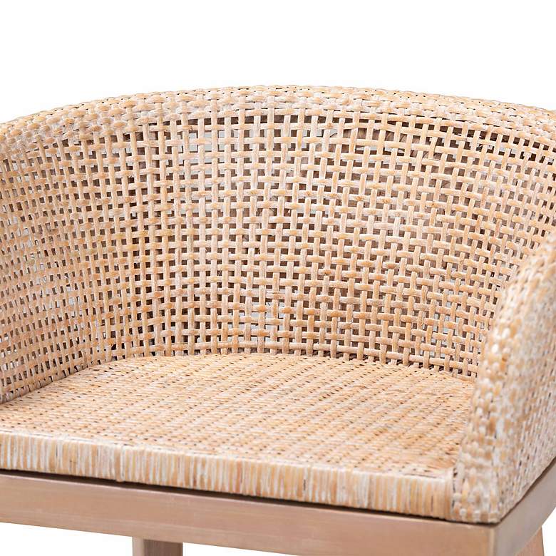 Image 7 bali & pari Papua White Washed Rattan and Mahogany Wood Counter Stool more views