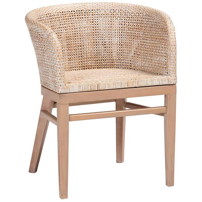 Image 1 bali & pari Papua White Washed Rattan and Mahogany Wood Dining Chair