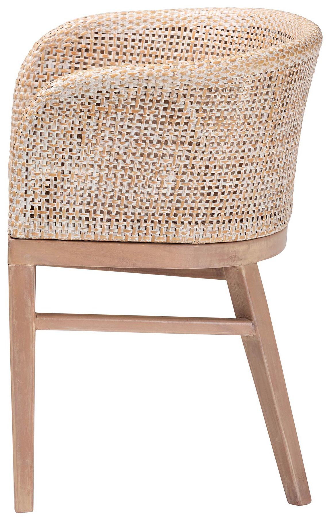 Image 4 bali & pari Papua White Washed Rattan and Mahogany Wood Dining Chair more views
