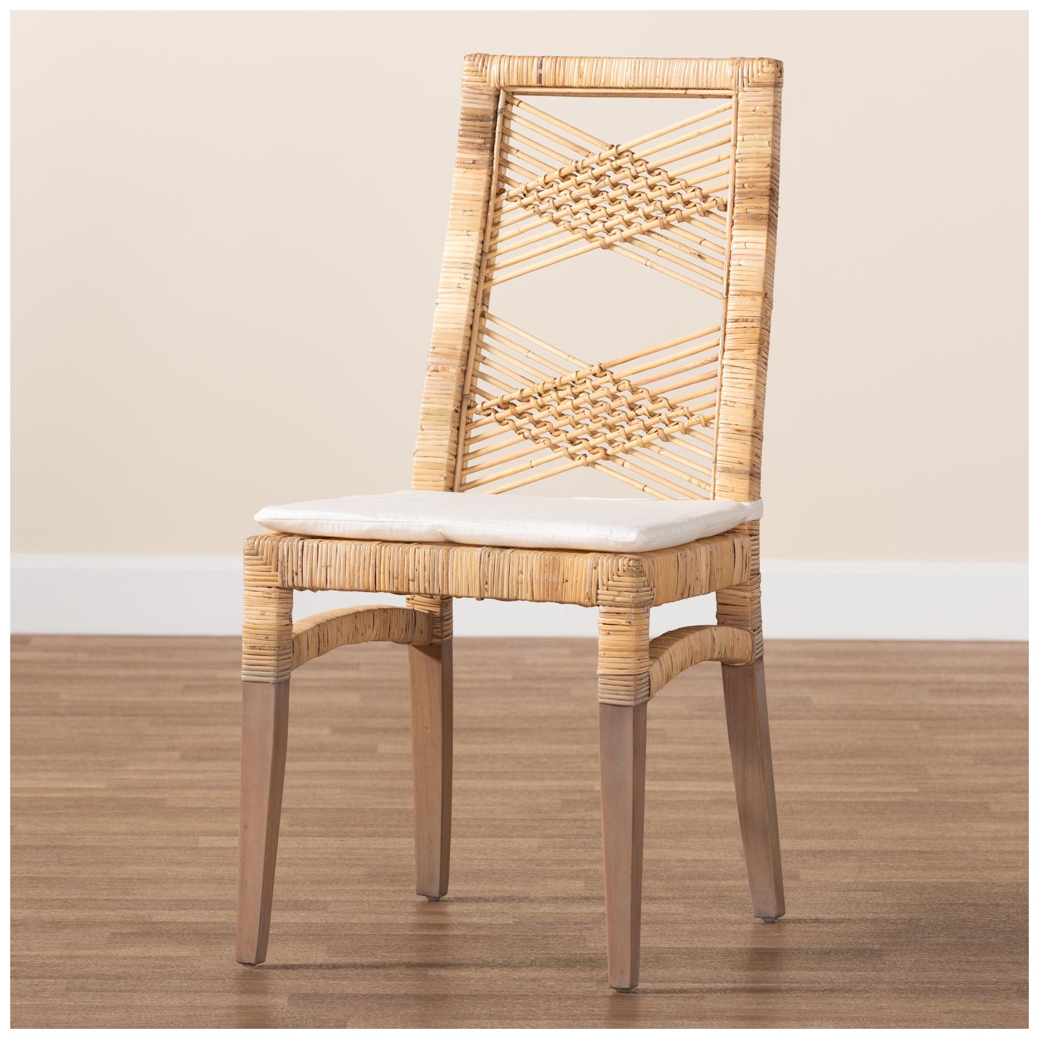 bali &amp; pari Poltak Modern Bohemian Natural Brown Rattan Dining Chair