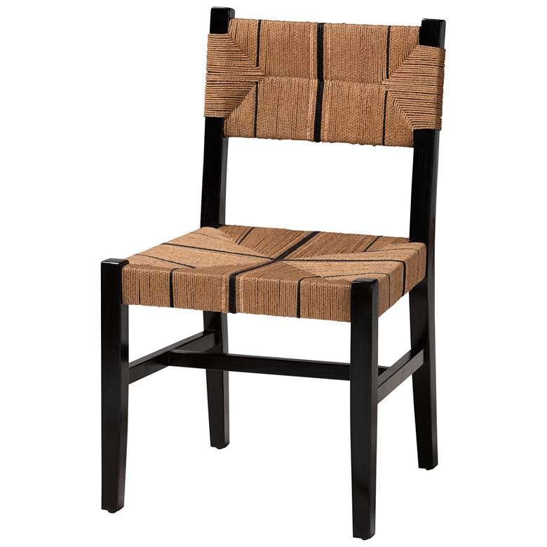 Image 2 bali & pari Prita 34" High Paper Loom and Mahogany Dining Chair