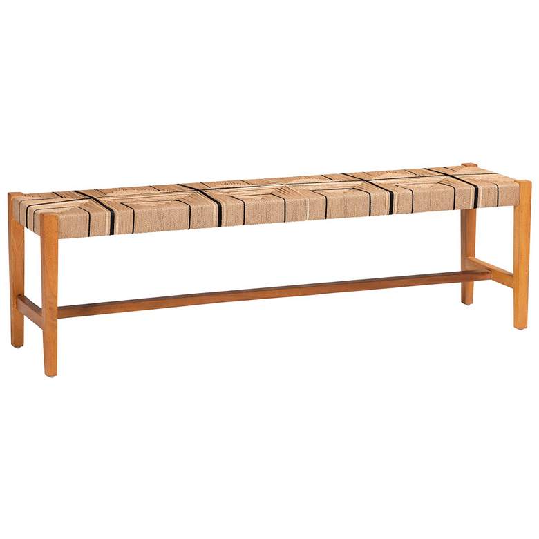 Image 1 bali & pari Prita 47 1/2"W Paper Loom & Mahogany Dining Bench