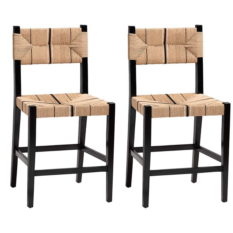 Image 1 bali & pari Prita Bohemian Paper Loom and Black Mahogany Wood Counter S