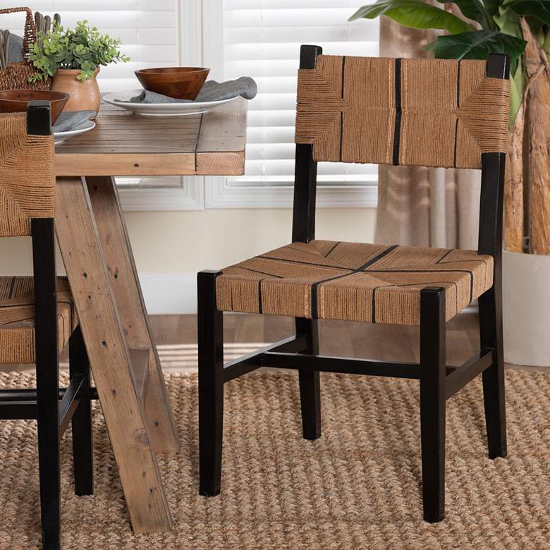 Image 1 bali & pari Prita Bohemian Paper Loom and Black Mahogany Wood Dining Ch