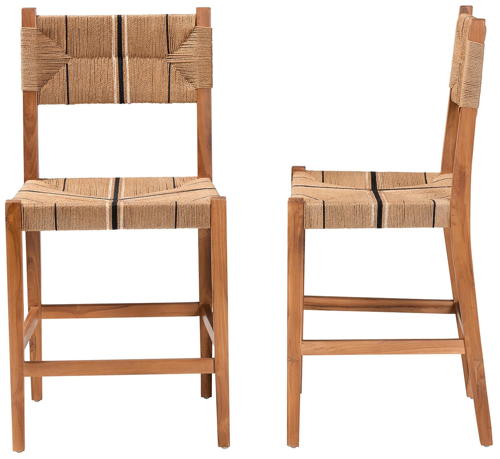 Image 4 bali & pari Prita Paper Loom and Natural Mahogany Wood Counter Stool more views