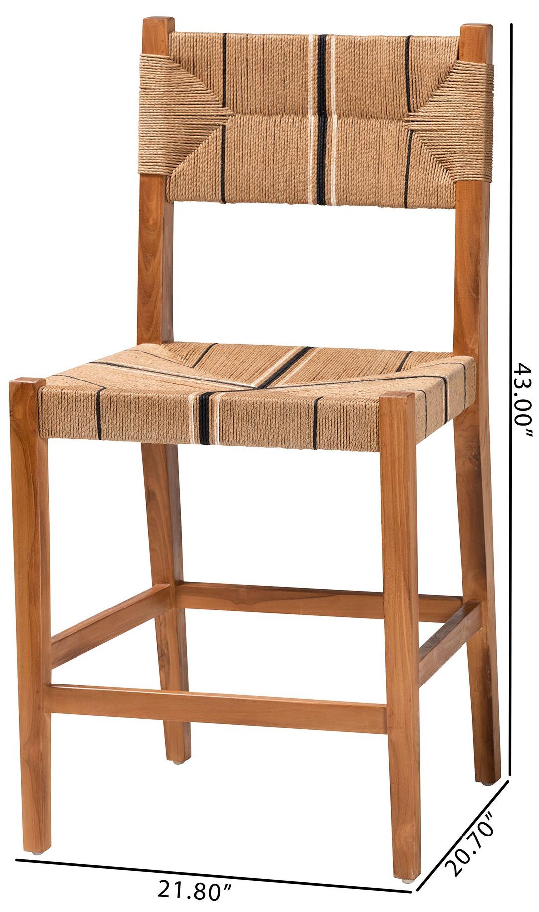 bali & pari Prita Paper Loom and Natural Mahogany Wood Counter Stool