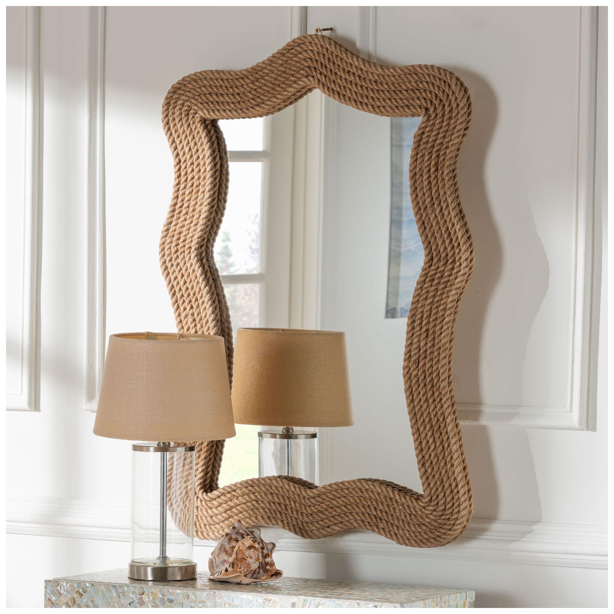 Image 3 bali & pari Quiana Coastal Woven Rope Accent Wall Mirror more views