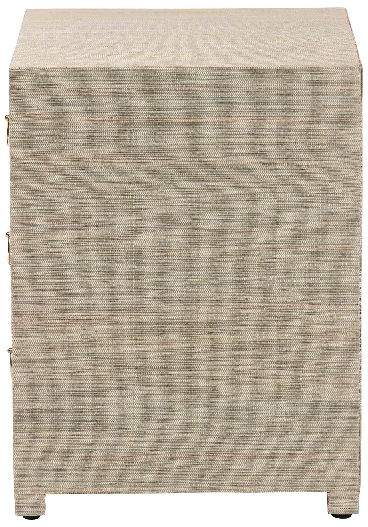 Image 5 bali & pari Quinn Bohemian Woven Natural Grasscloth 3-Drawer Nightstand more views