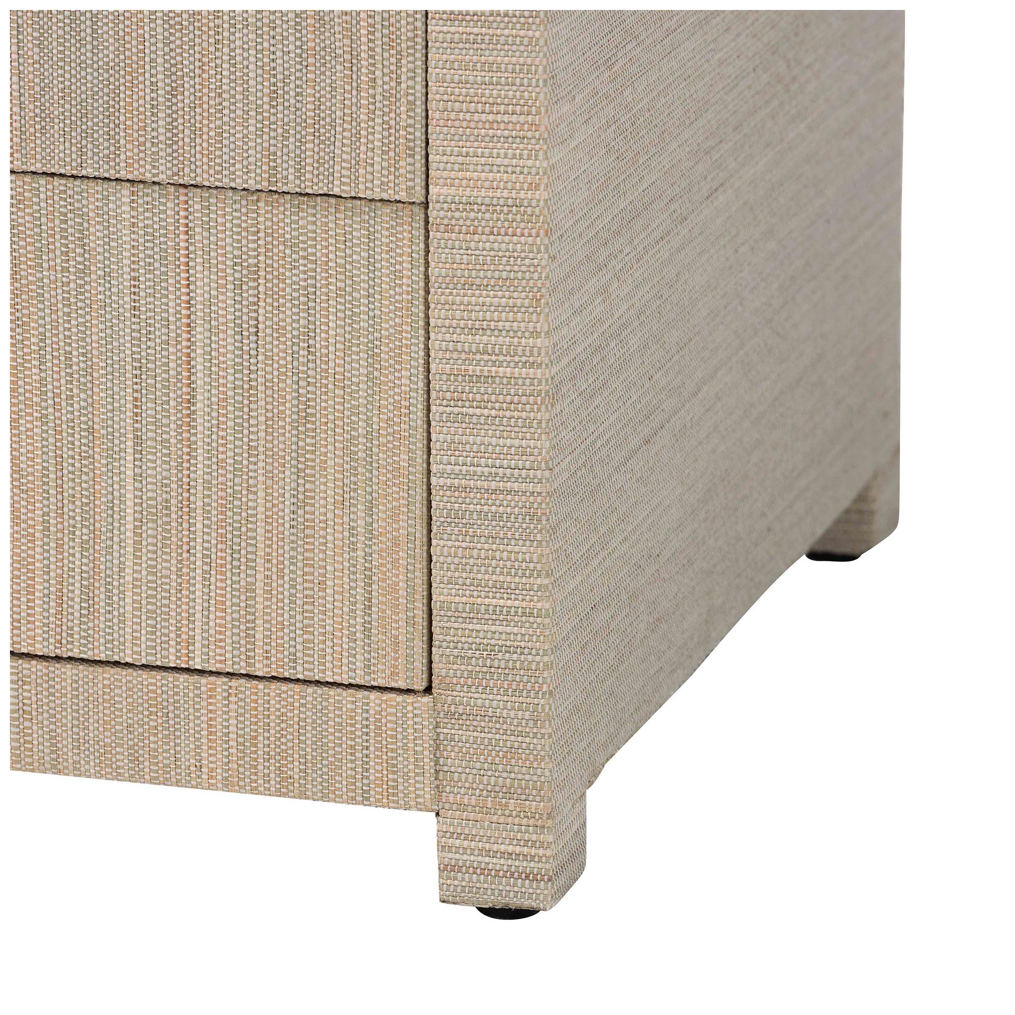 bali & pari Quinn Bohemian Woven Natural Grasscloth 3-Drawer Nightstand