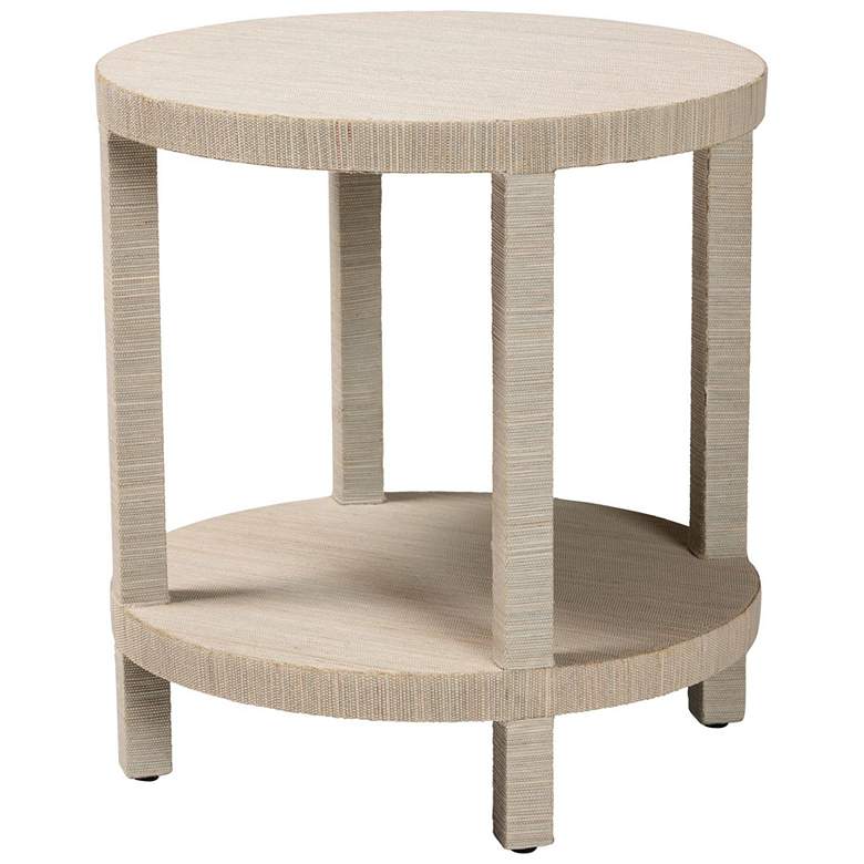 Image 1 bali & pari Rocco Bohemian Woven Grasscloth End Table
