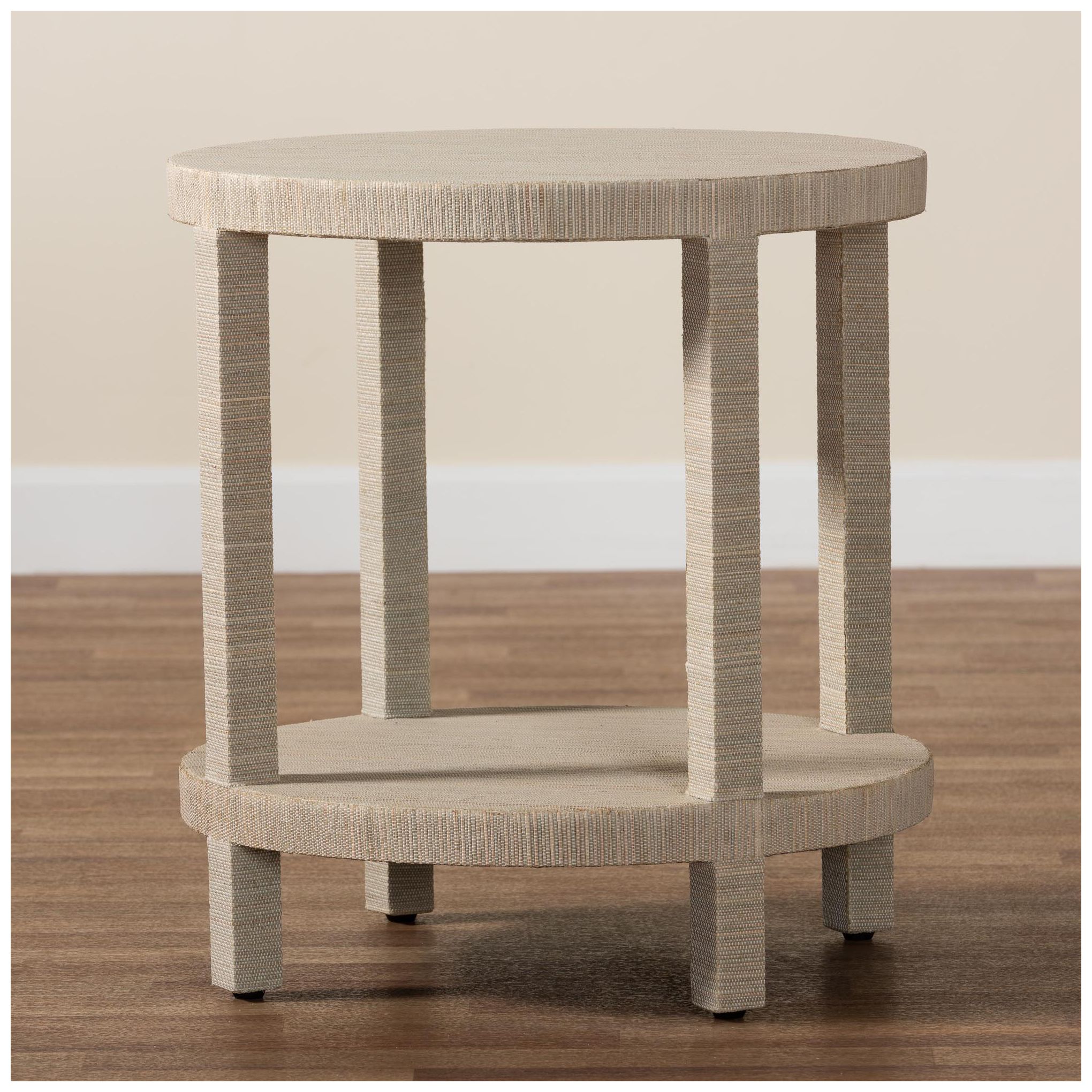 bali & pari Rocco Bohemian Woven Grasscloth End Table