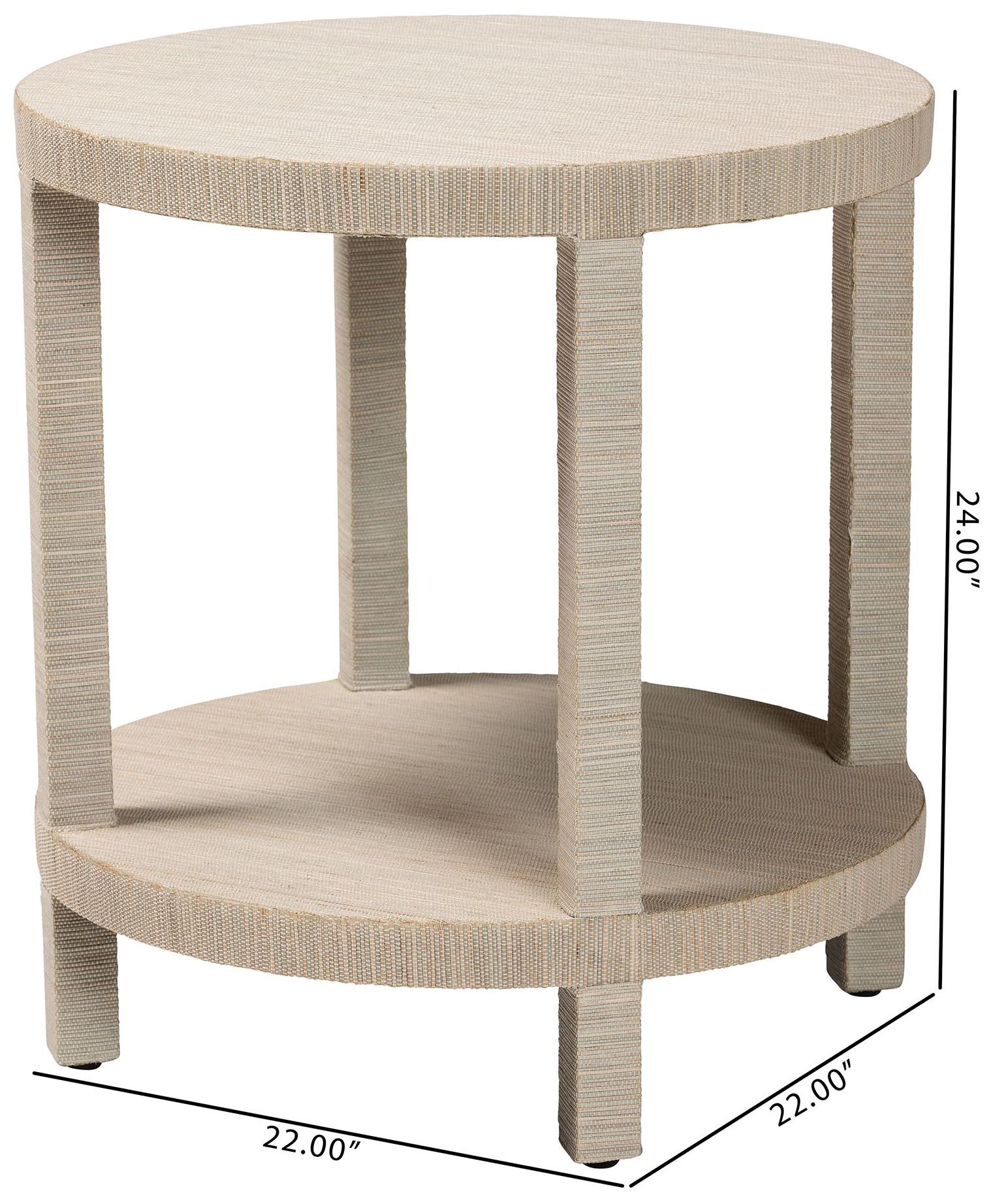 bali & pari Rocco Bohemian Woven Grasscloth End Table