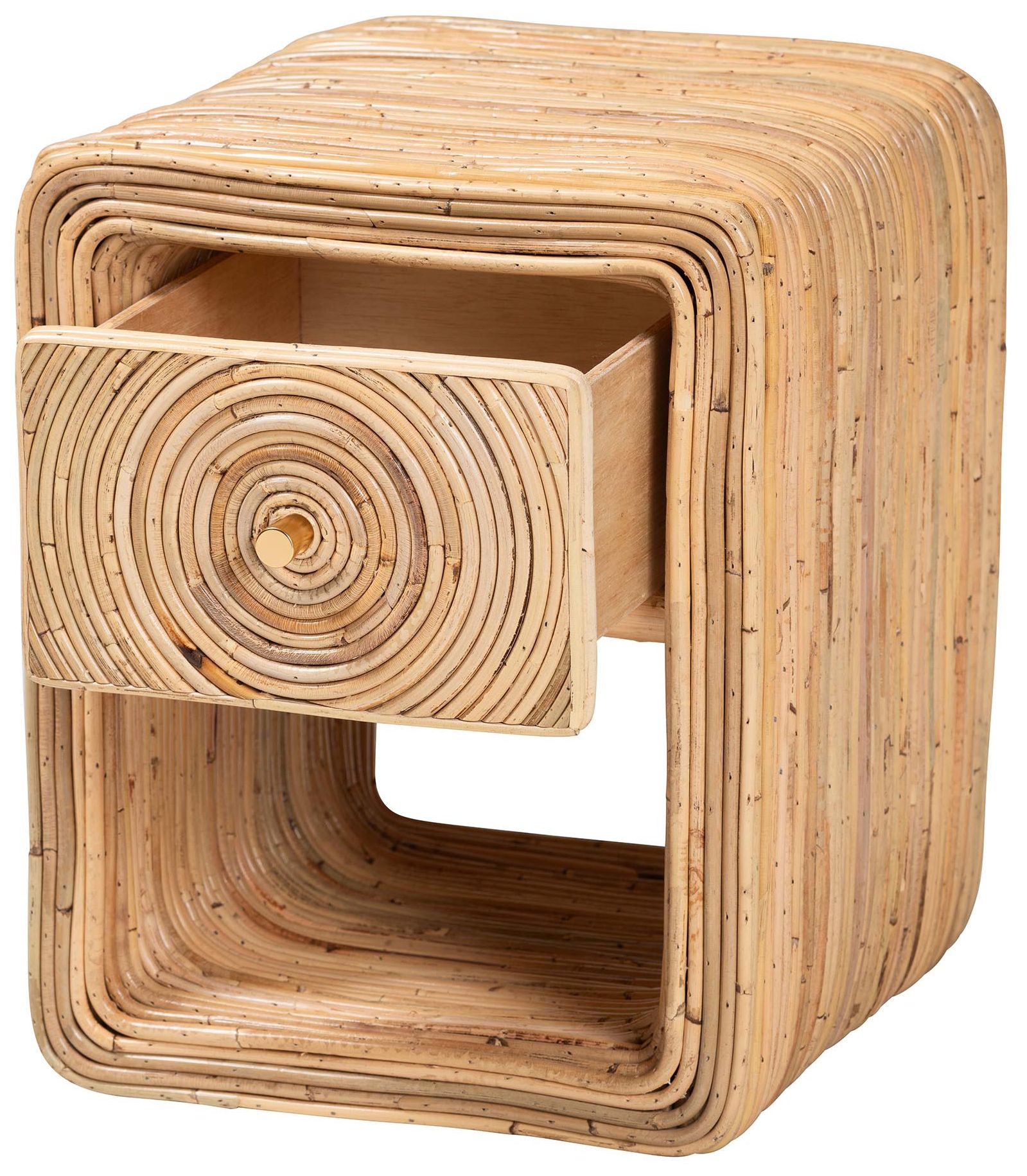 Thumbnail3 of bali & pari Rosina Bohemian Natural Rattan 1-Drawer Nightstand more views