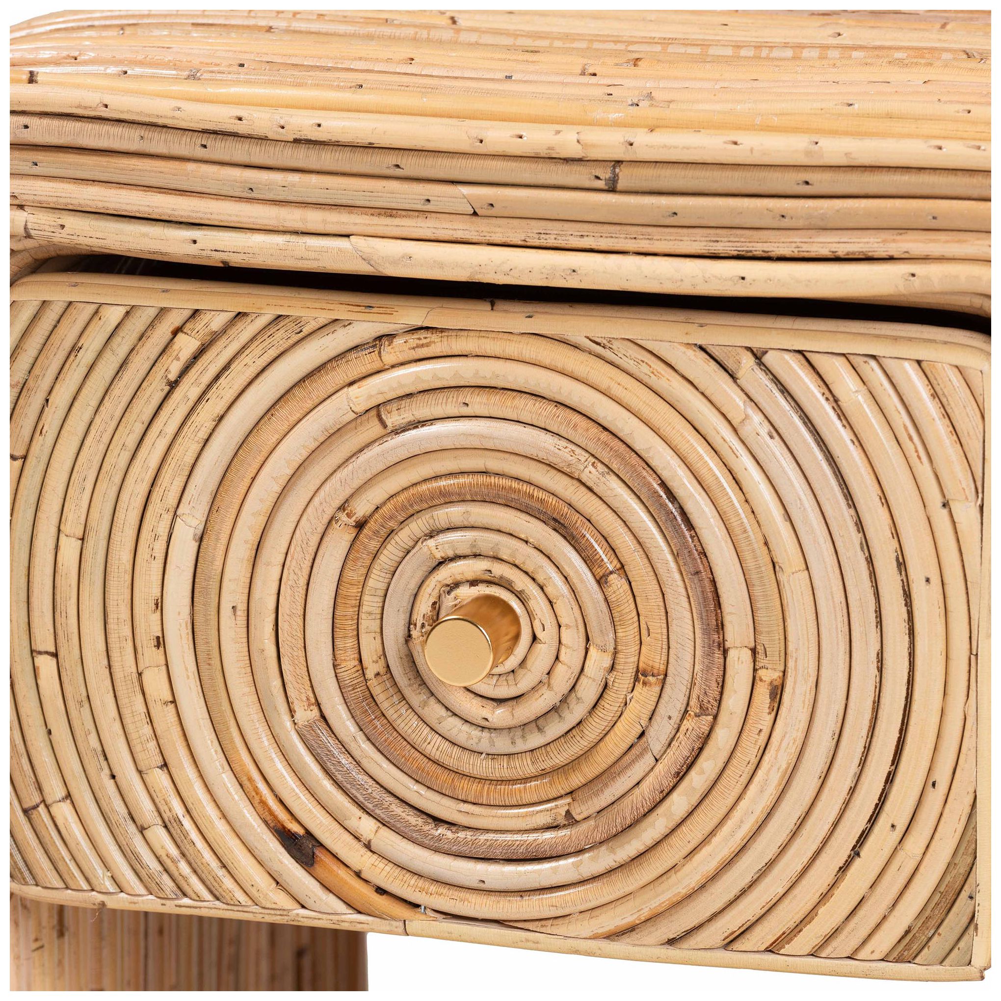 bali & pari Rosina Bohemian Natural Rattan 1-Drawer Nightstand