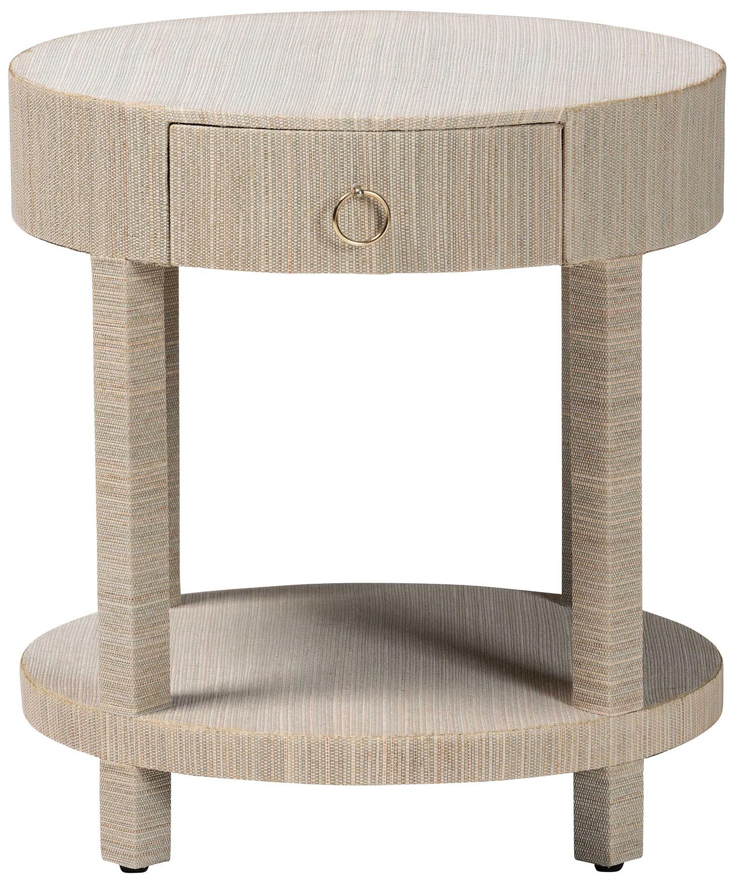 Image 4 bali & pari Sadia Bohemian Woven Natural Grasscloth 1-Drawer Nightstand more views