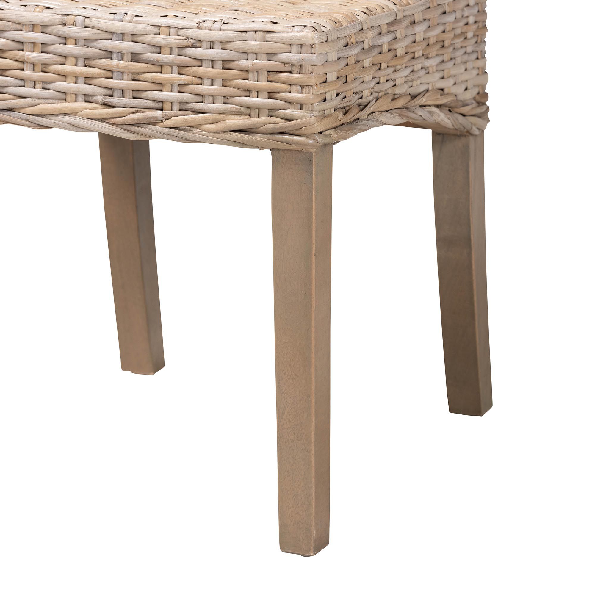 bali & pari Santiago Grey Natural Kubu Rattan and Mango Wood Dining Cha