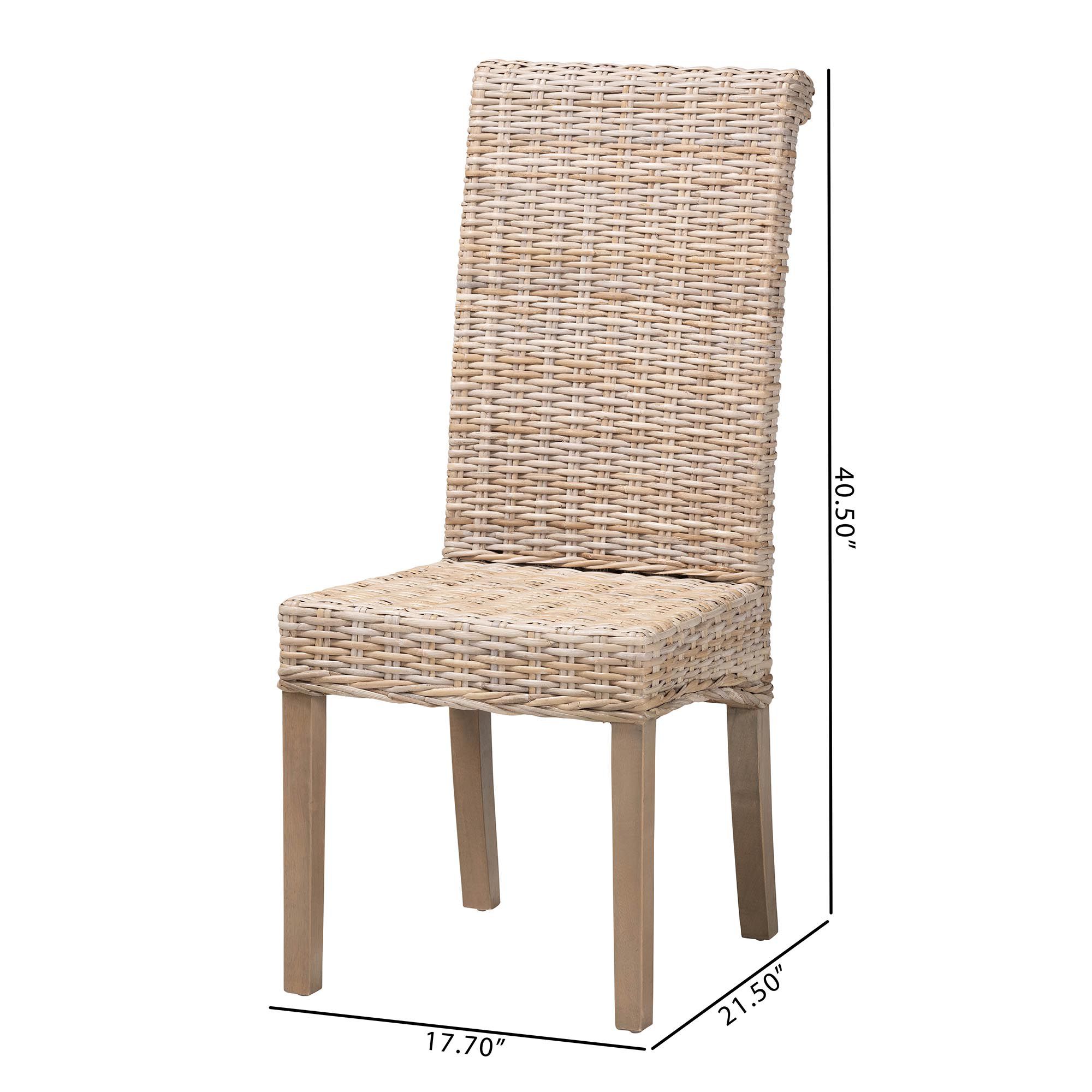 bali & pari Santiago Grey Natural Kubu Rattan and Mango Wood Dining Cha