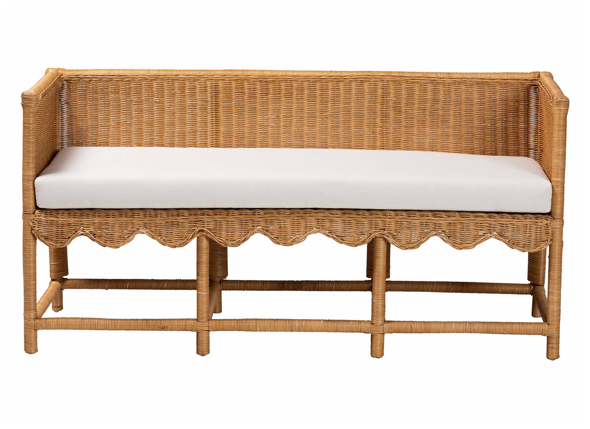 Image 4 bali & pari Seranay Bohemian Scallop Light Honey Rattan Accent Bench more views