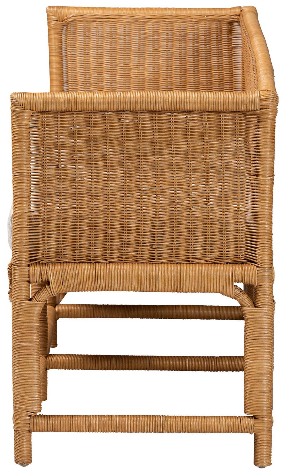 Image 5 bali & pari Seranay Bohemian Scallop Light Honey Rattan Accent Bench more views