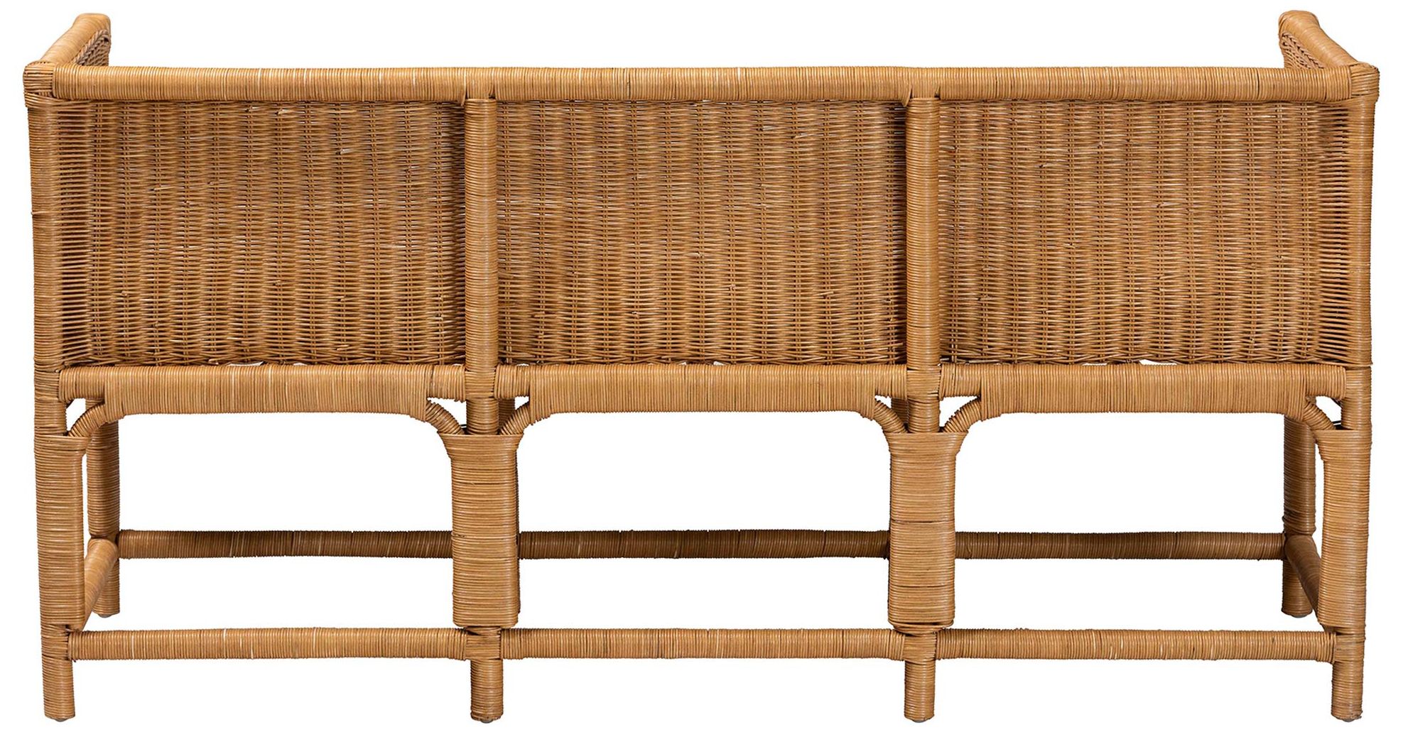 Image 6 bali & pari Seranay Bohemian Scallop Light Honey Rattan Accent Bench more views