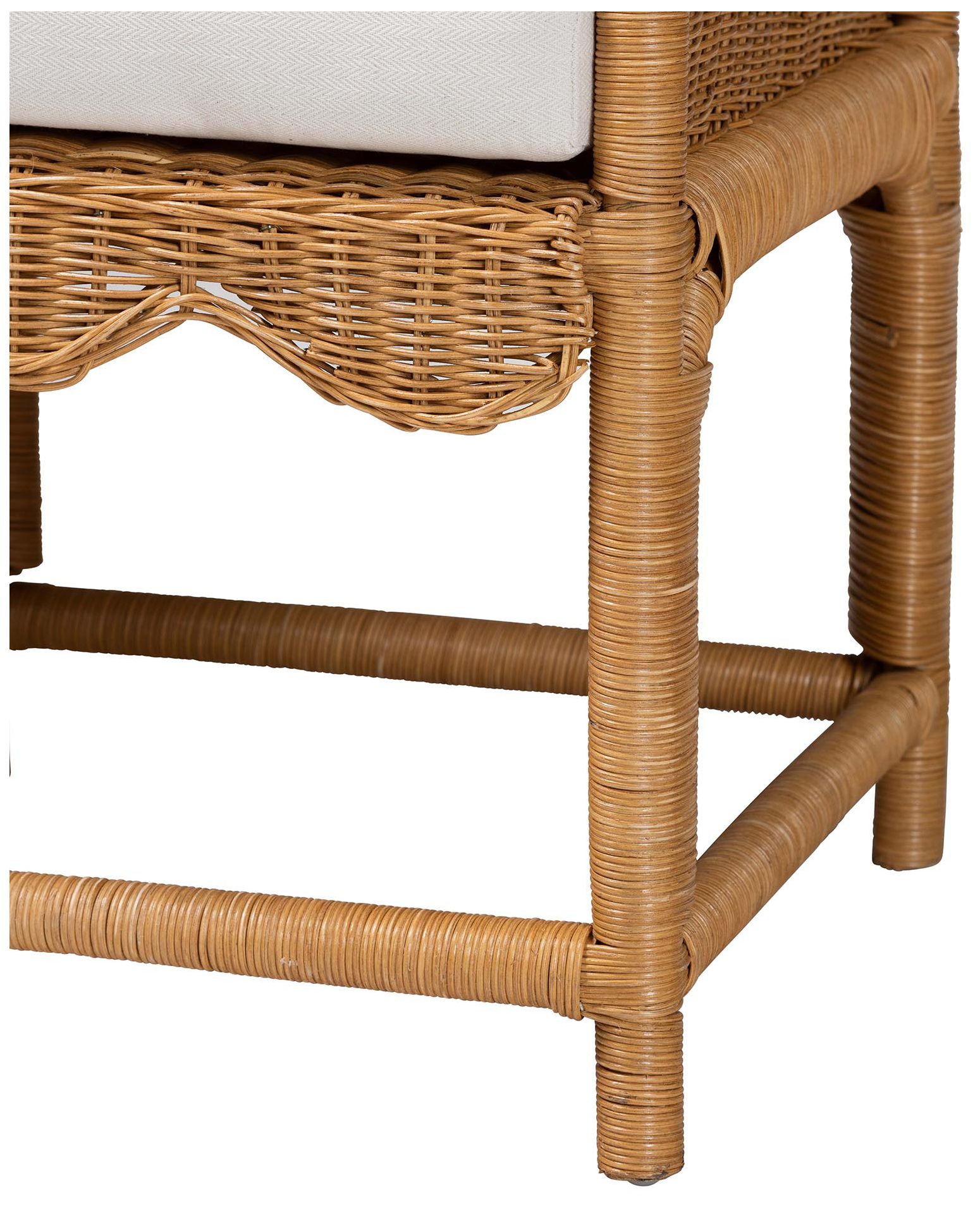 bali & pari Seranay Bohemian Scallop Light Honey Rattan Accent Bench