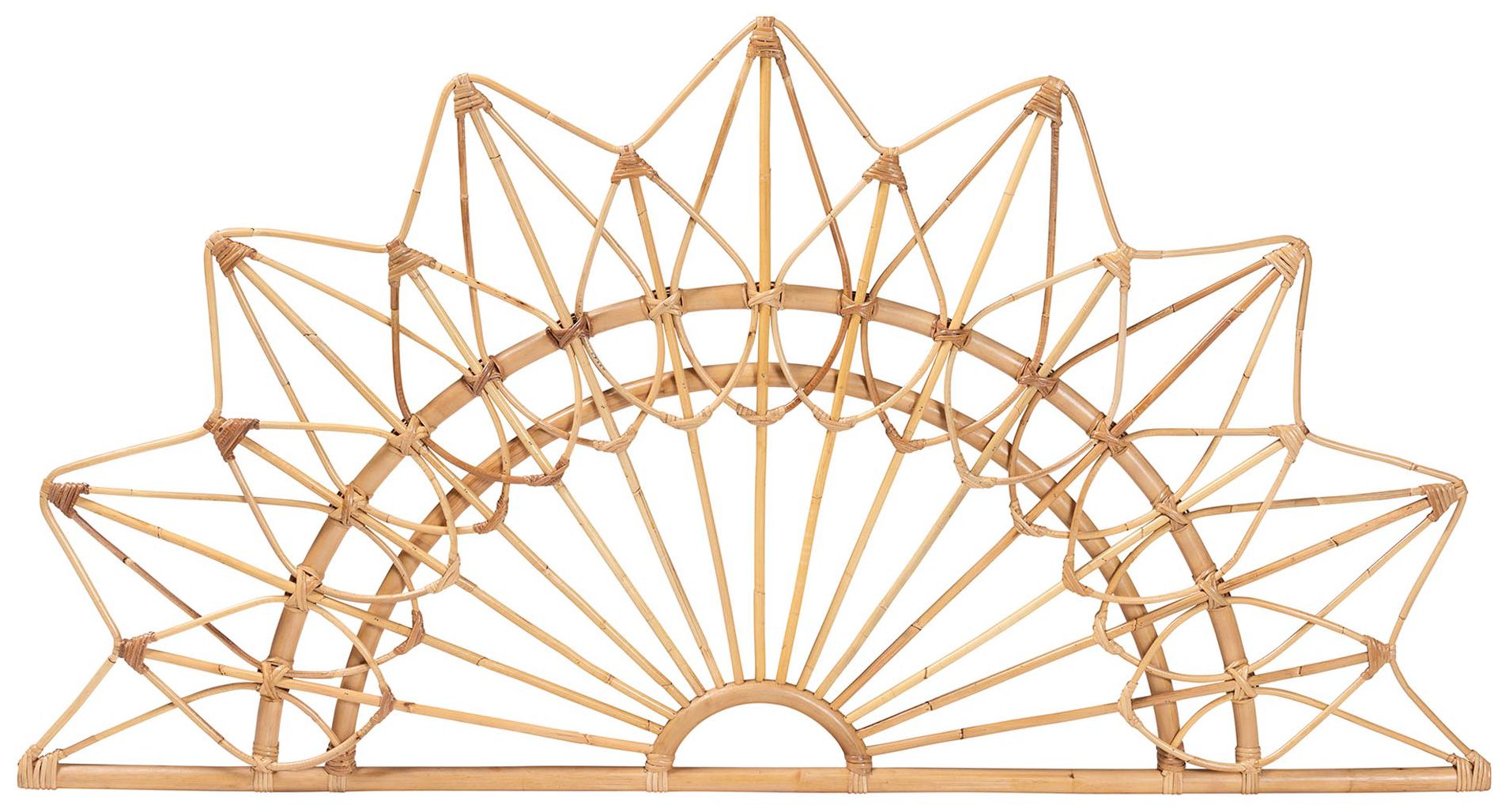 Image 3 bali & pari Solara Rattan Headboard - Wicker Wall-Mount Headboard, Quee more views