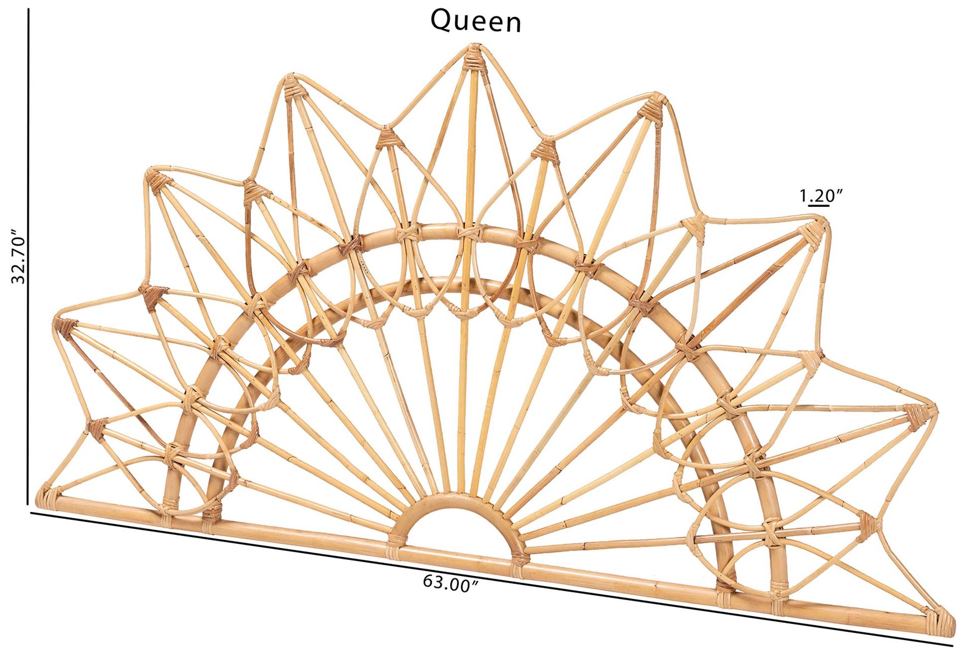 Image 6 bali & pari Solara Rattan Headboard - Wicker Wall-Mount Headboard, Quee more views