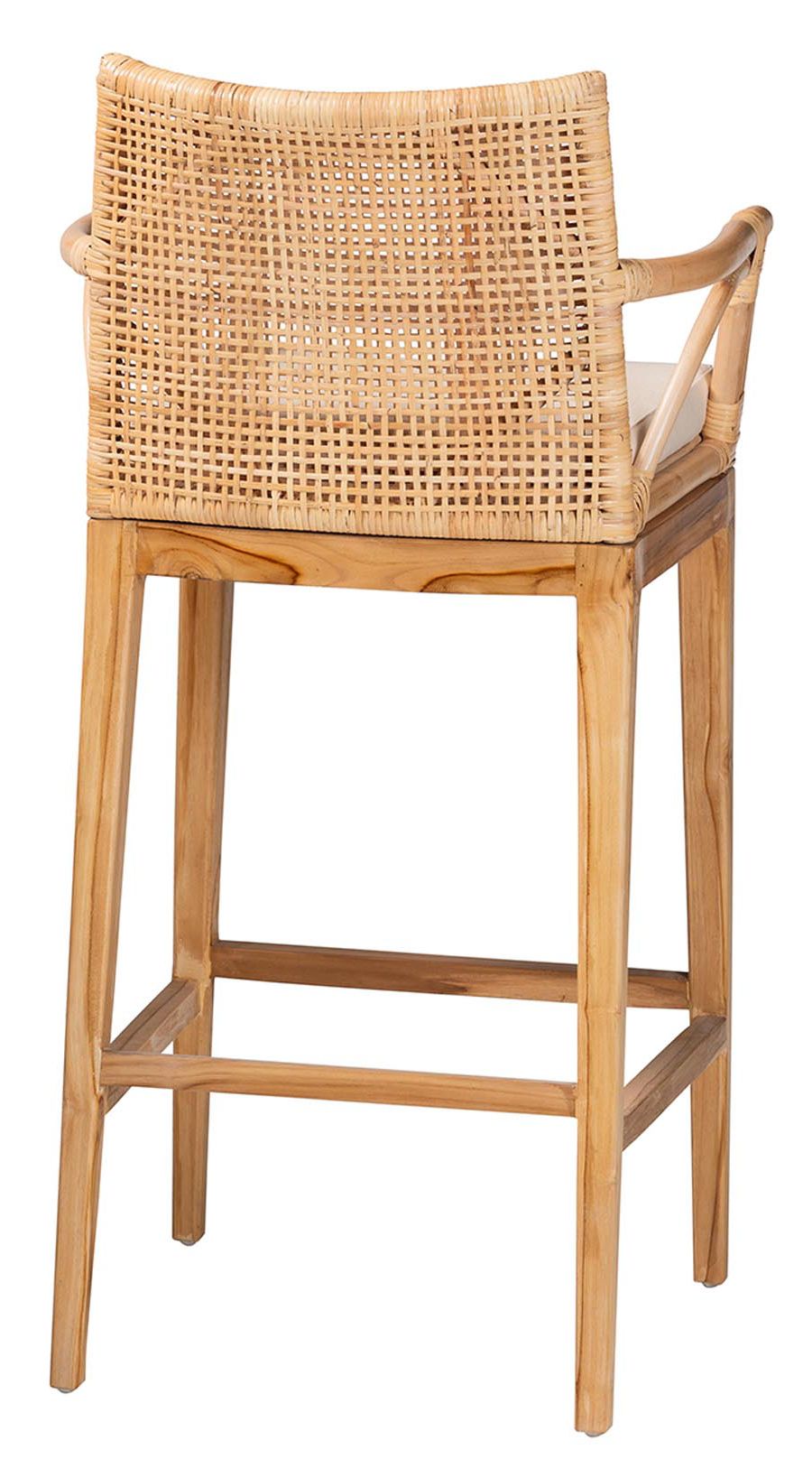 Image 3 bali & pari Storsel Bohemian Natural Rattan and Teak Wood Bar Stool more views