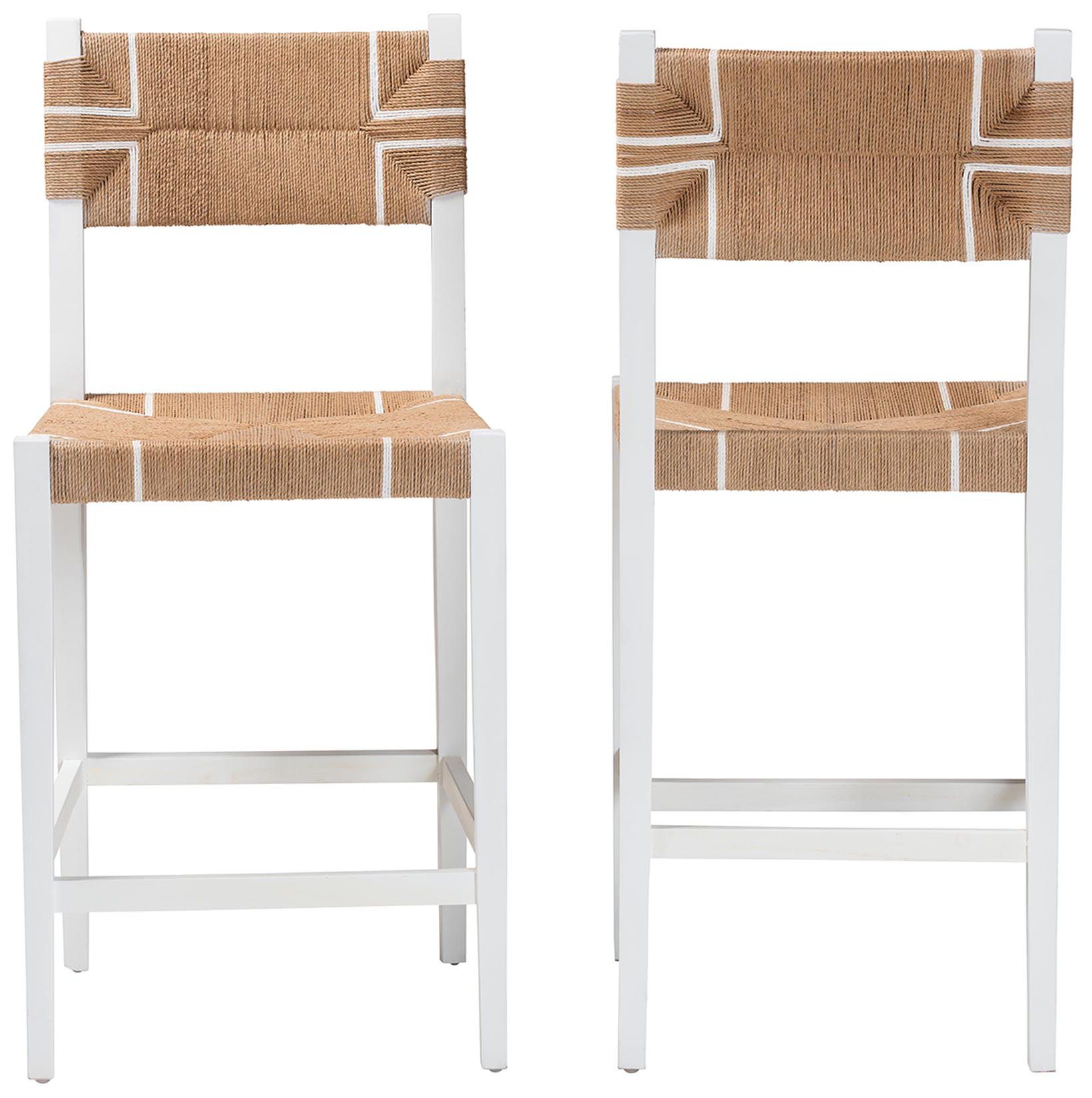 Image 4 bali & pari Talli Bohemian Paper Loom and White Mahogany Wood Bar Stool more views