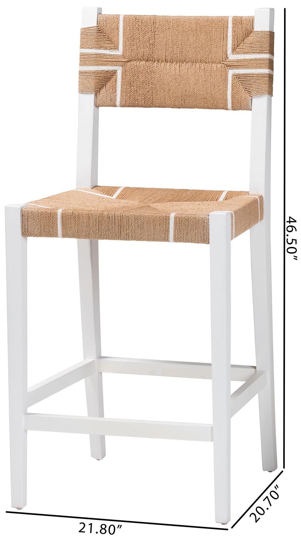 bali & pari Talli Bohemian Paper Loom and White Mahogany Wood Bar Stool