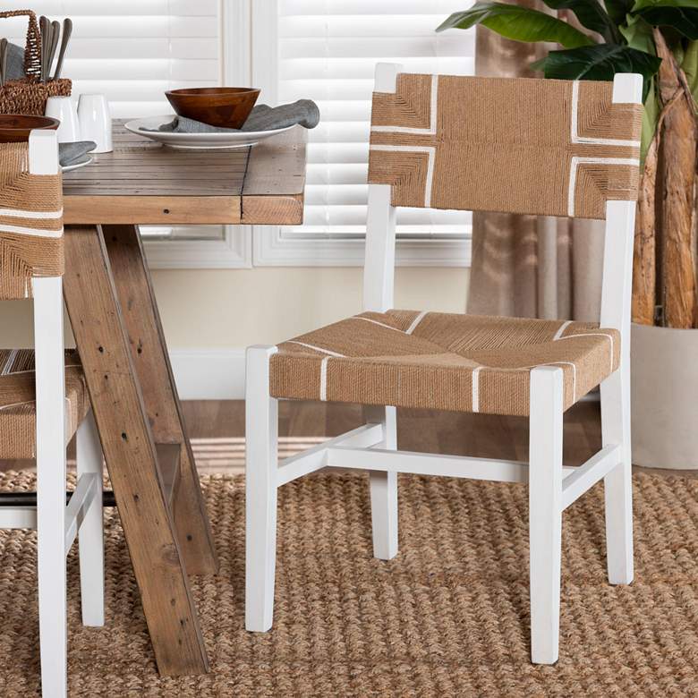 Image 1 bali & pari Talli Bohemian Paper Loom and White Mahogany Wood Dining Ch
