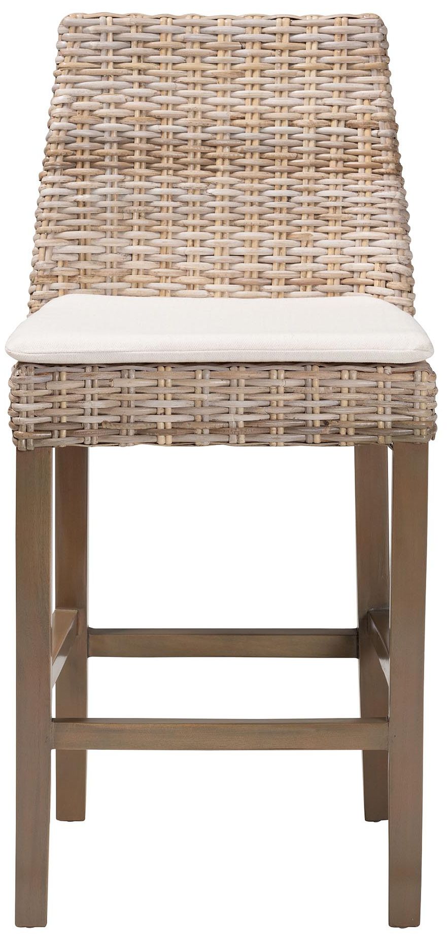 Image 3 bali & pari Toby Grey Kubu Rattan and Mahogany Wood Counter Stool more views