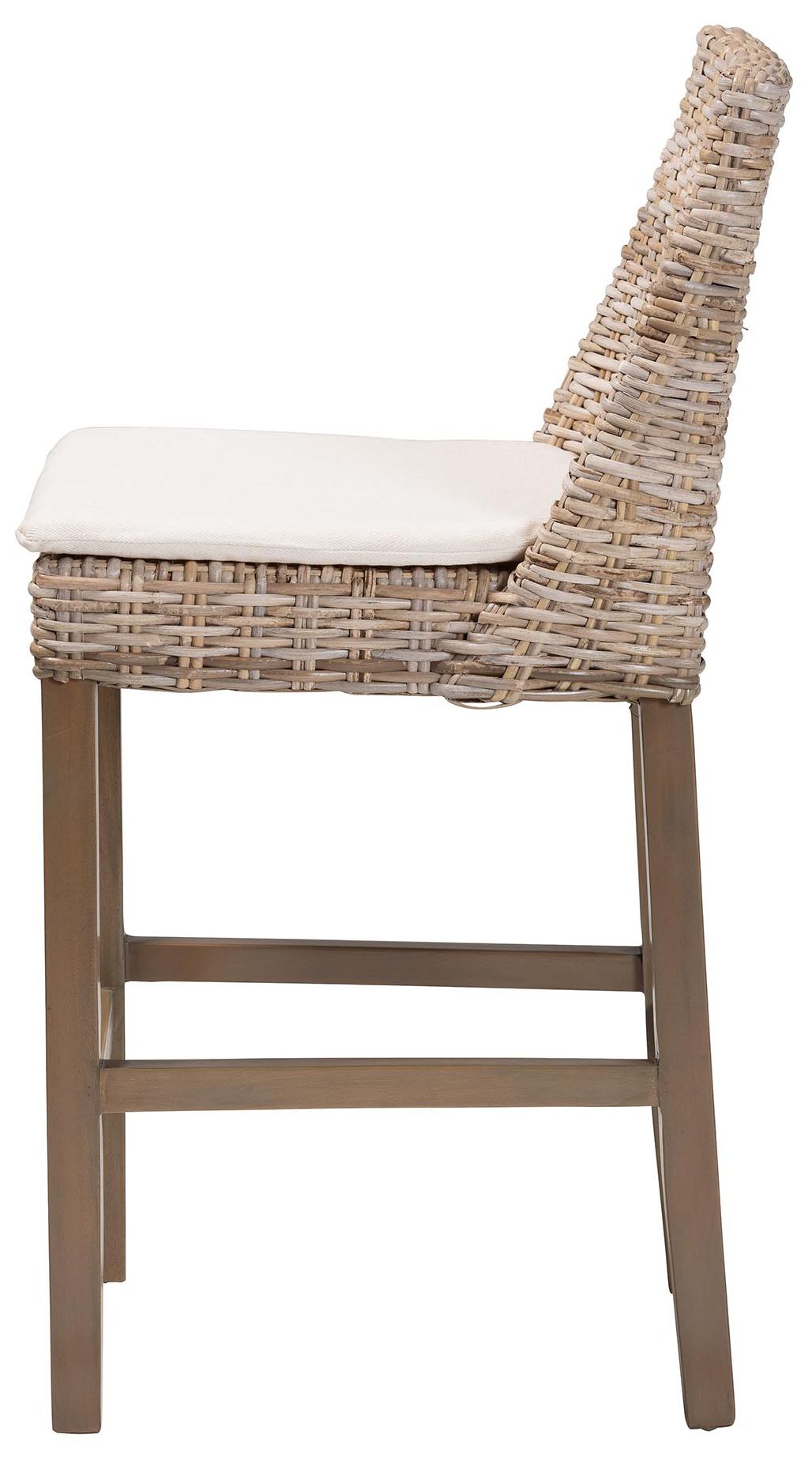 Image 4 bali & pari Toby Grey Kubu Rattan and Mahogany Wood Counter Stool more views