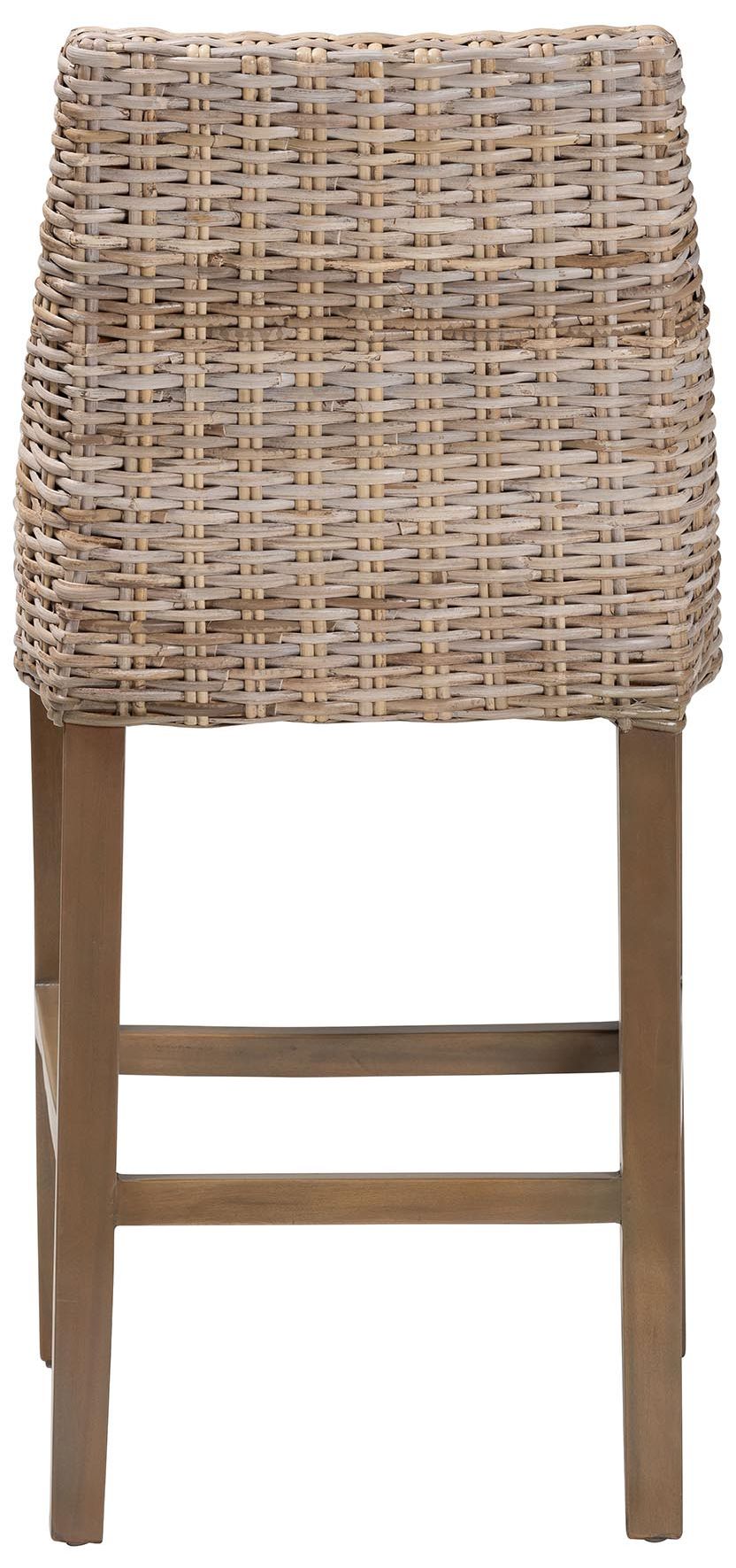 Image 5 bali & pari Toby Grey Kubu Rattan and Mahogany Wood Counter Stool more views