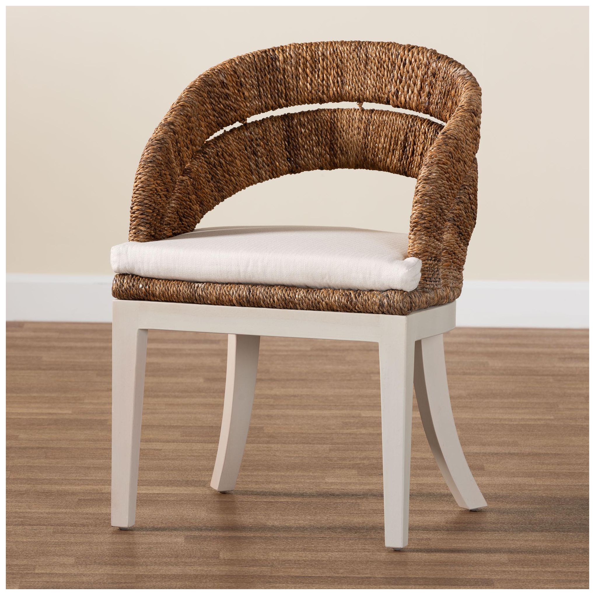 bali & pari Ubud Bohemian Natural Seagrass and Mahogany Wood Dining Cha