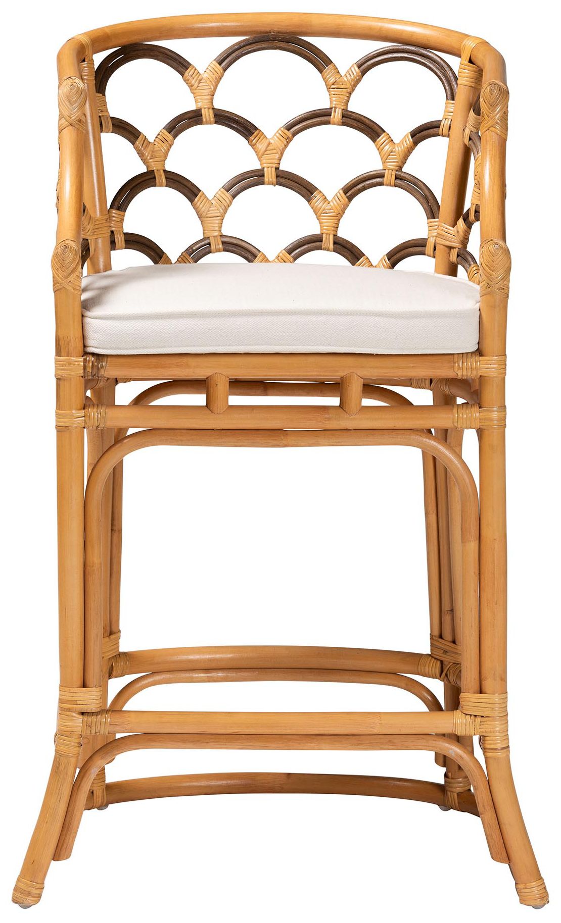 Thumbnail3 of bali & pari Veneto Modern Light Honey and Dark Brown Rattan Bar Stool more views