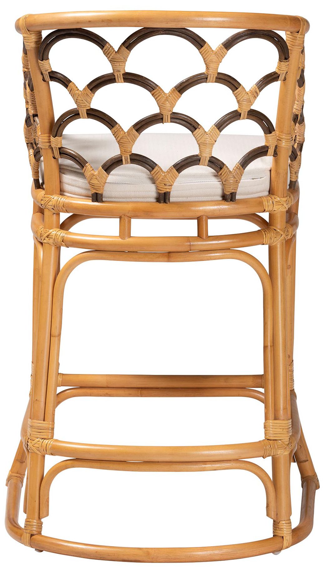 bali & pari Veneto Modern Light Honey and Dark Brown Rattan Bar Stool