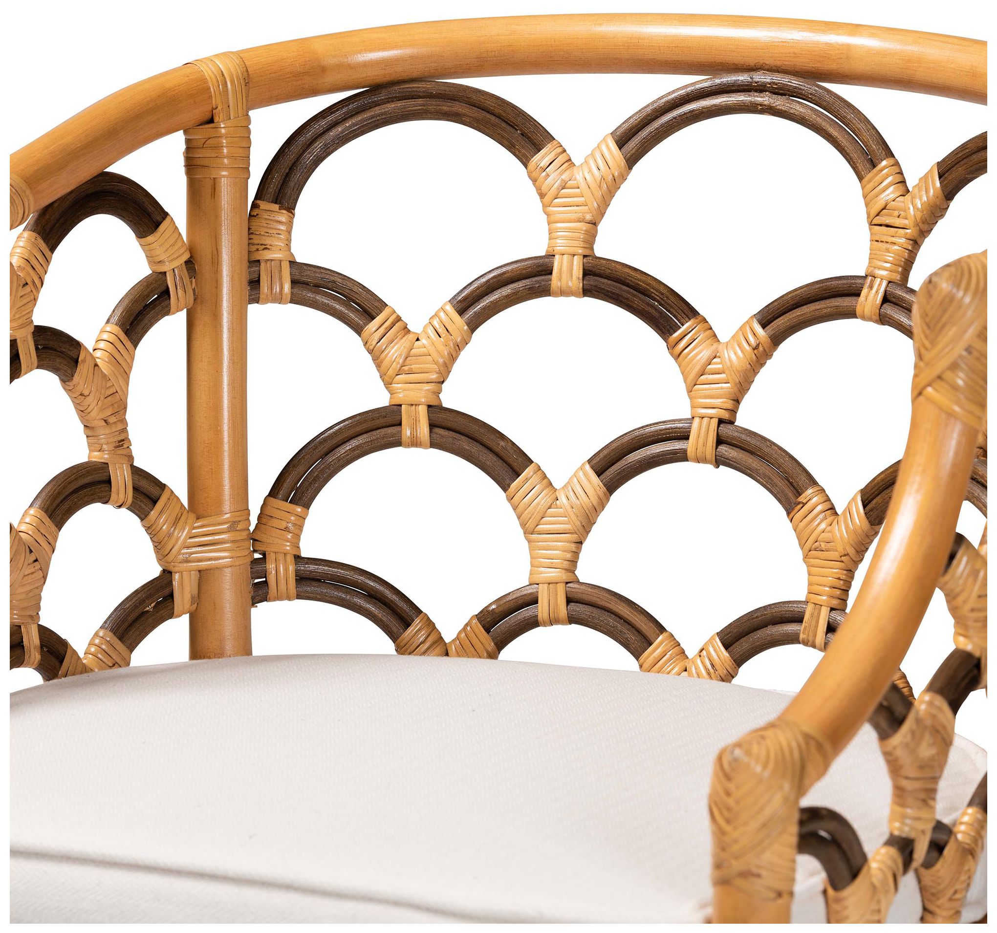 bali & pari Veneto Modern Light Honey and Dark Brown Rattan Bar Stool